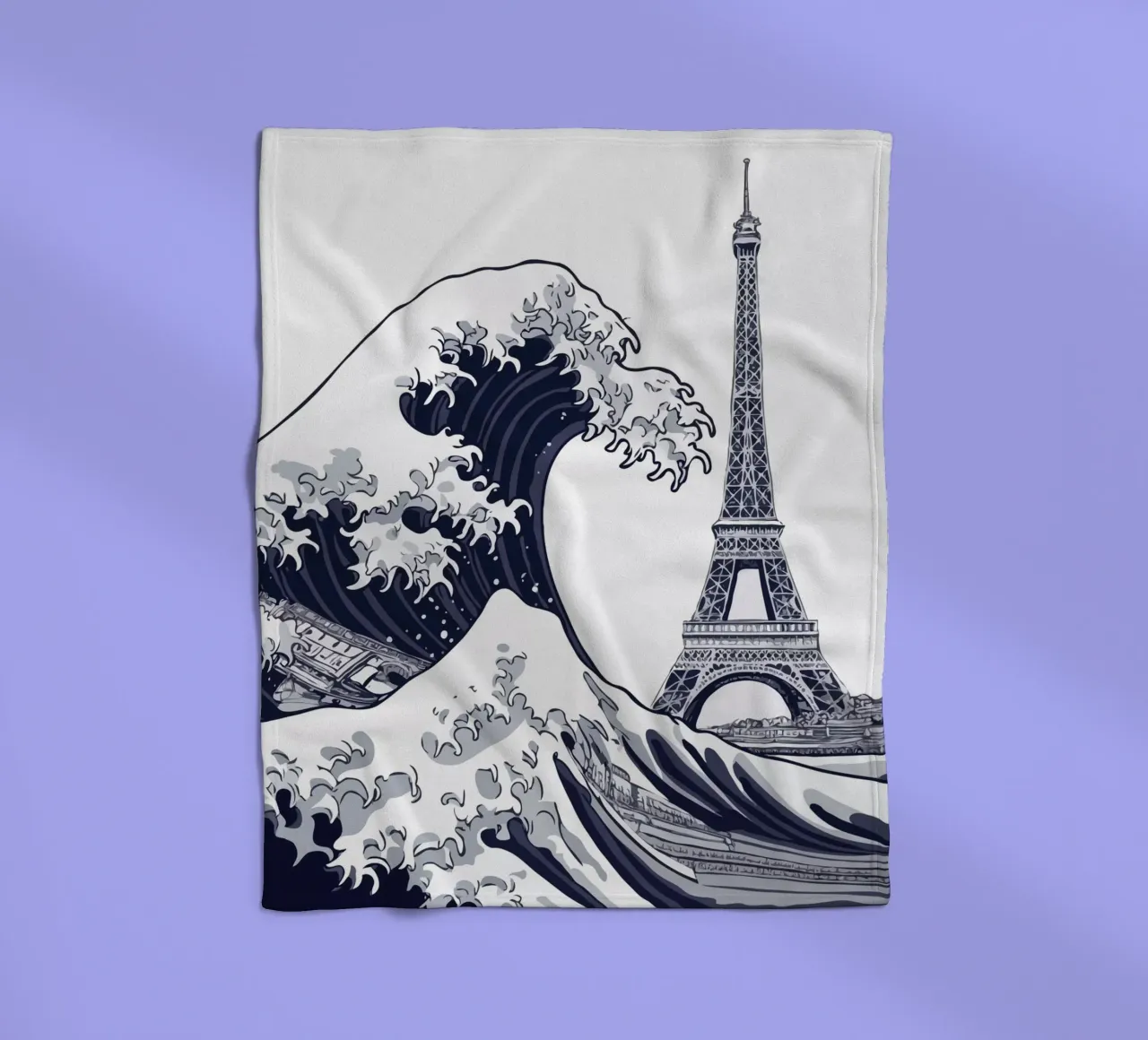 Great Wave & Eiffel Tower coperta in pile da edsonramosart