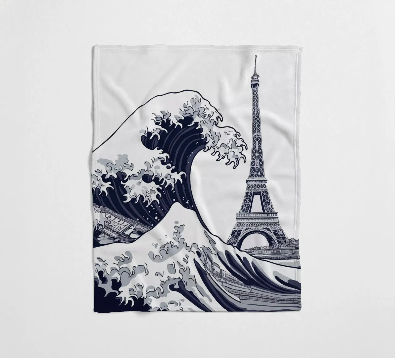 Great Wave & Eiffel Tower coperta in pile da edsonramosart