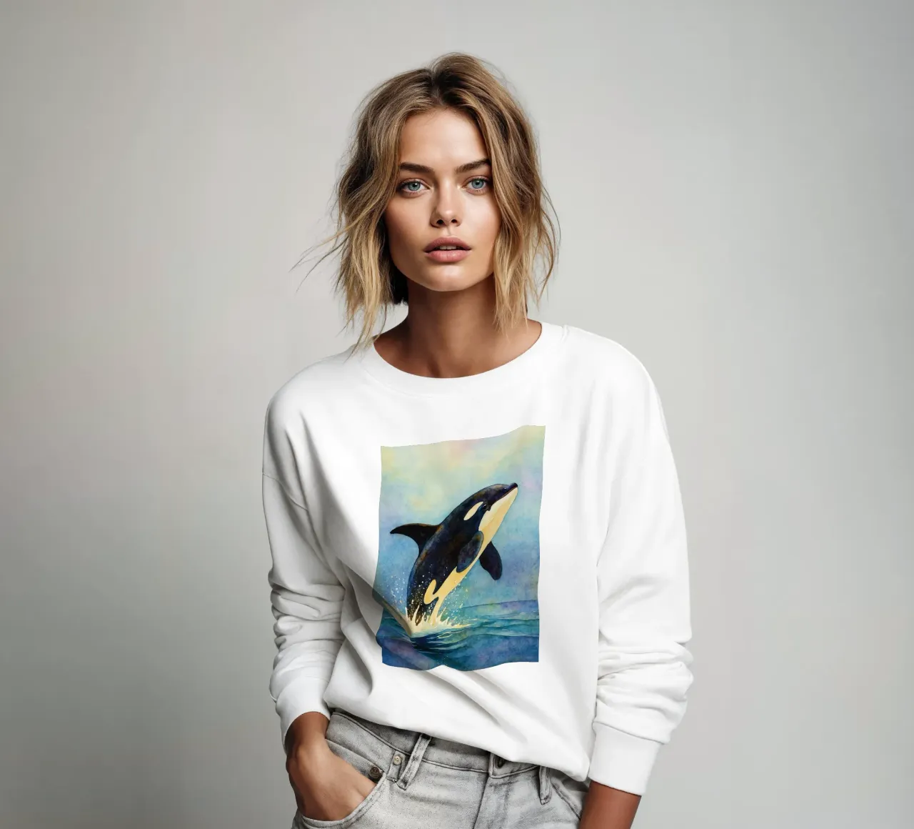 Delphin abstrakte Zeichnung Sweatshirt von bougenfille