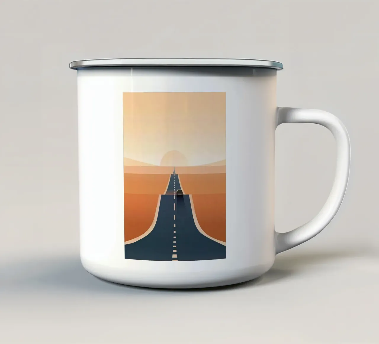 alone car in the road tazza in smalto da andern