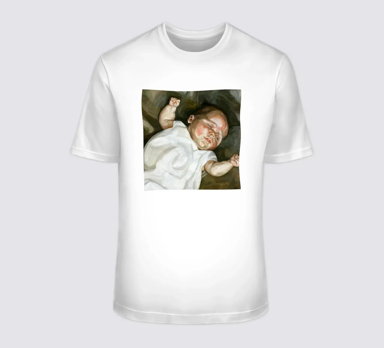 Poster di Lucian Freud Bambino su un divano verde t-shirt da julyebayprint