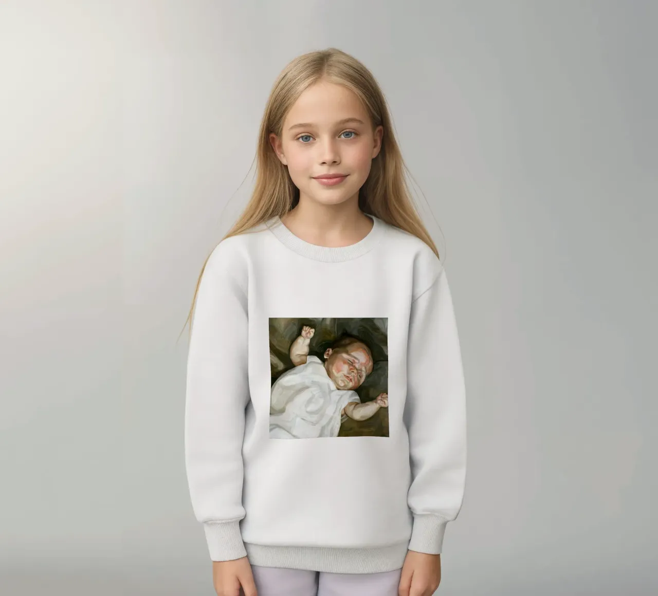 Poster di Lucian Freud Bambino su un divano verde felpa bambino da julyebayprint