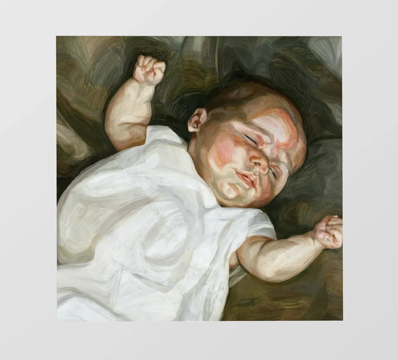 Poster di Lucian Freud Bambino su un divano verde telo in pvc da julyebayprint