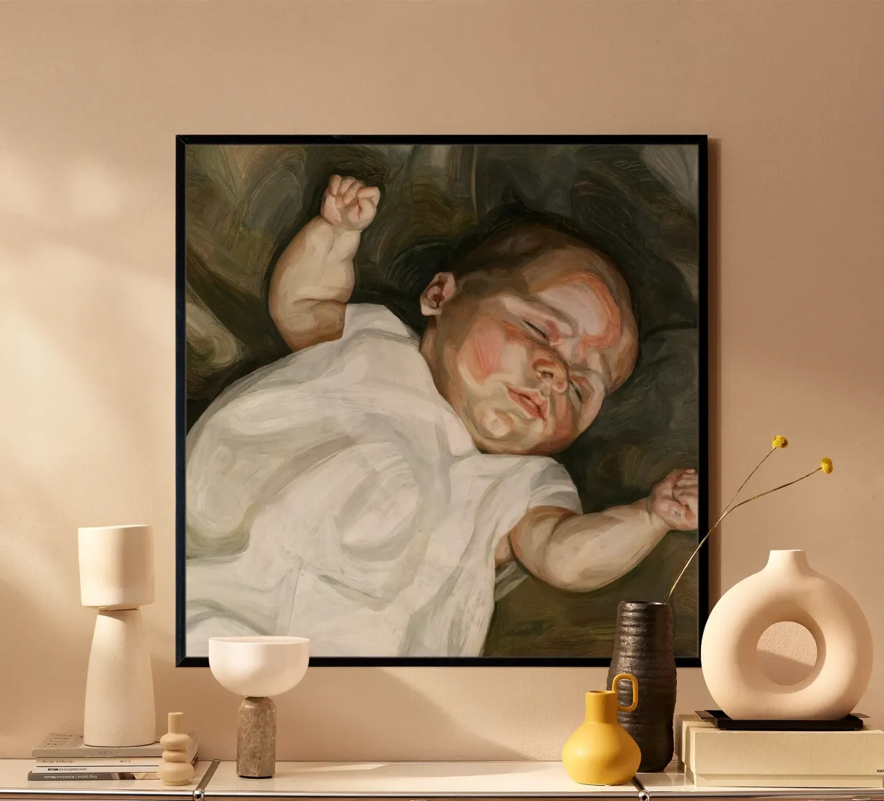 Poster di Lucian Freud Bambino su un divano verde carta hahnemühle da julyebayprint