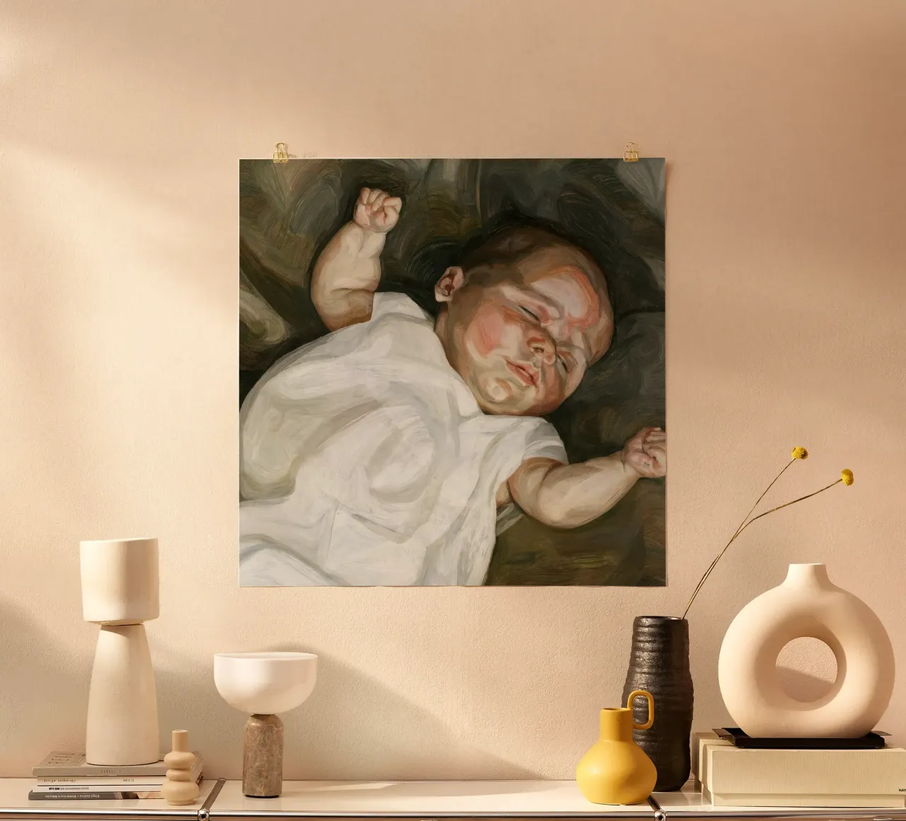 Poster di Lucian Freud Bambino su un divano verde carta hahnemühle da julyebayprint