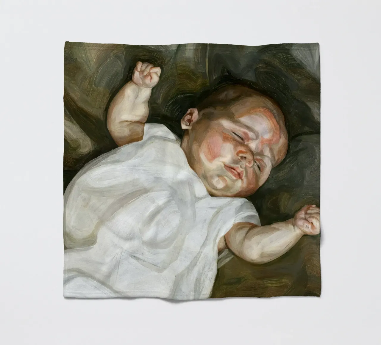 Poster di Lucian Freud Bambino su un divano verde coperta in pile da julyebayprint