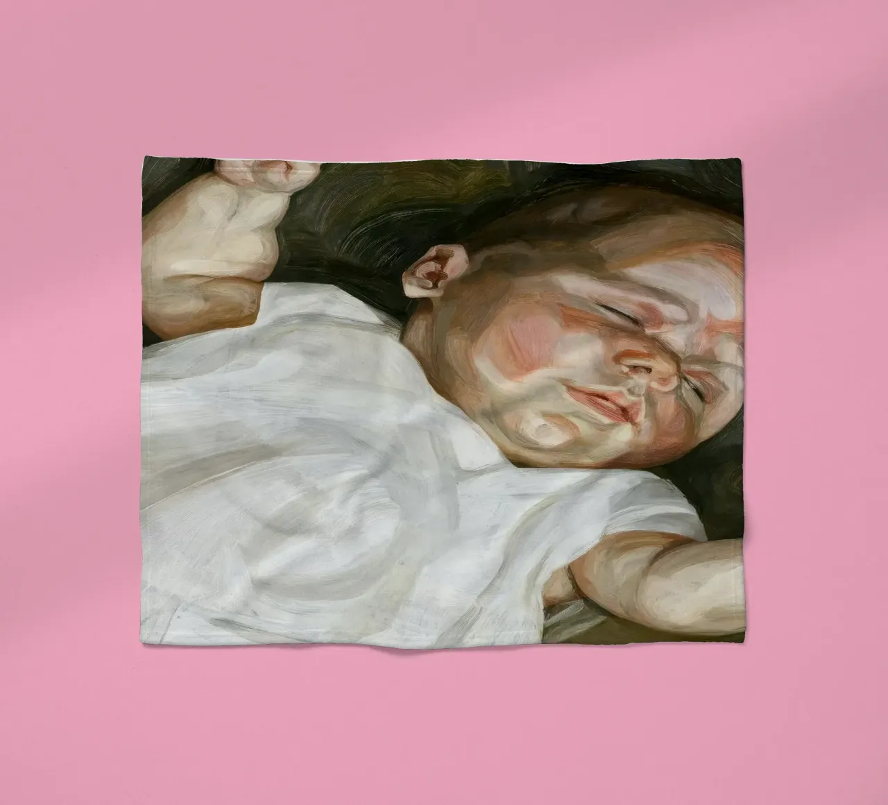 Poster di Lucian Freud Bambino su un divano verde coperta in pile da julyebayprint