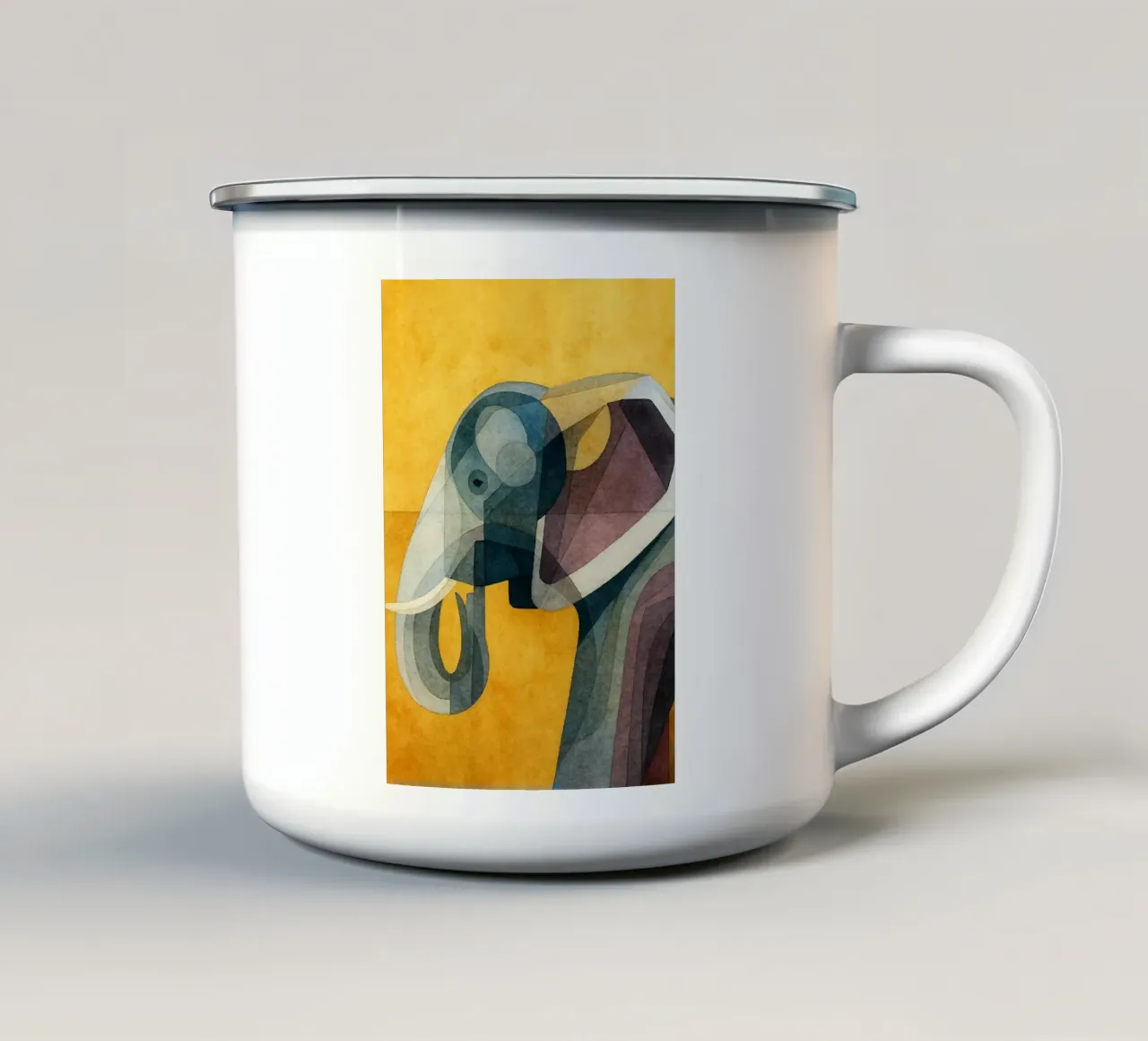 abstracte tekening olifant emaille mok van bougenfille