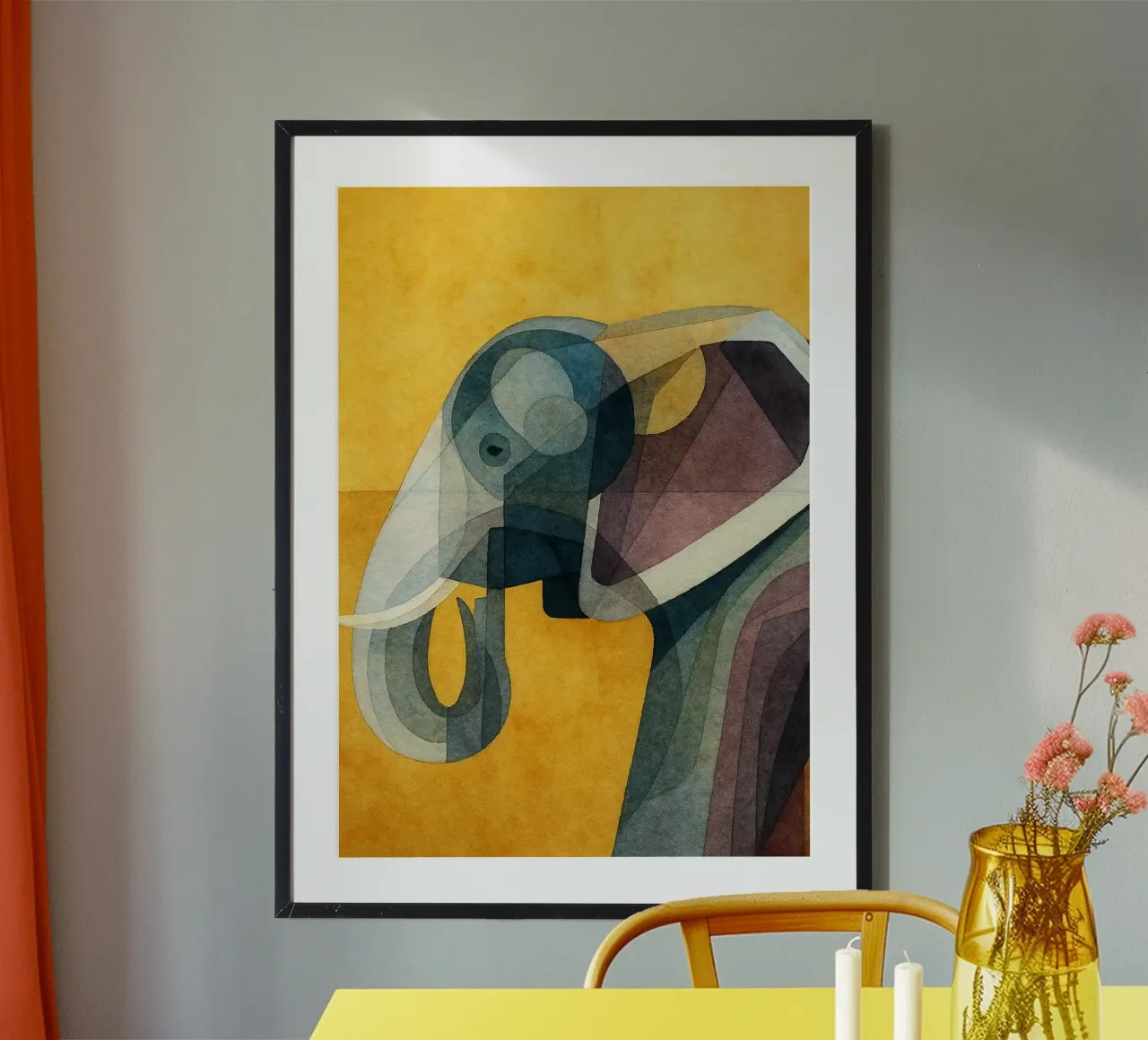 elephant abstract drawing poster by bougenfille