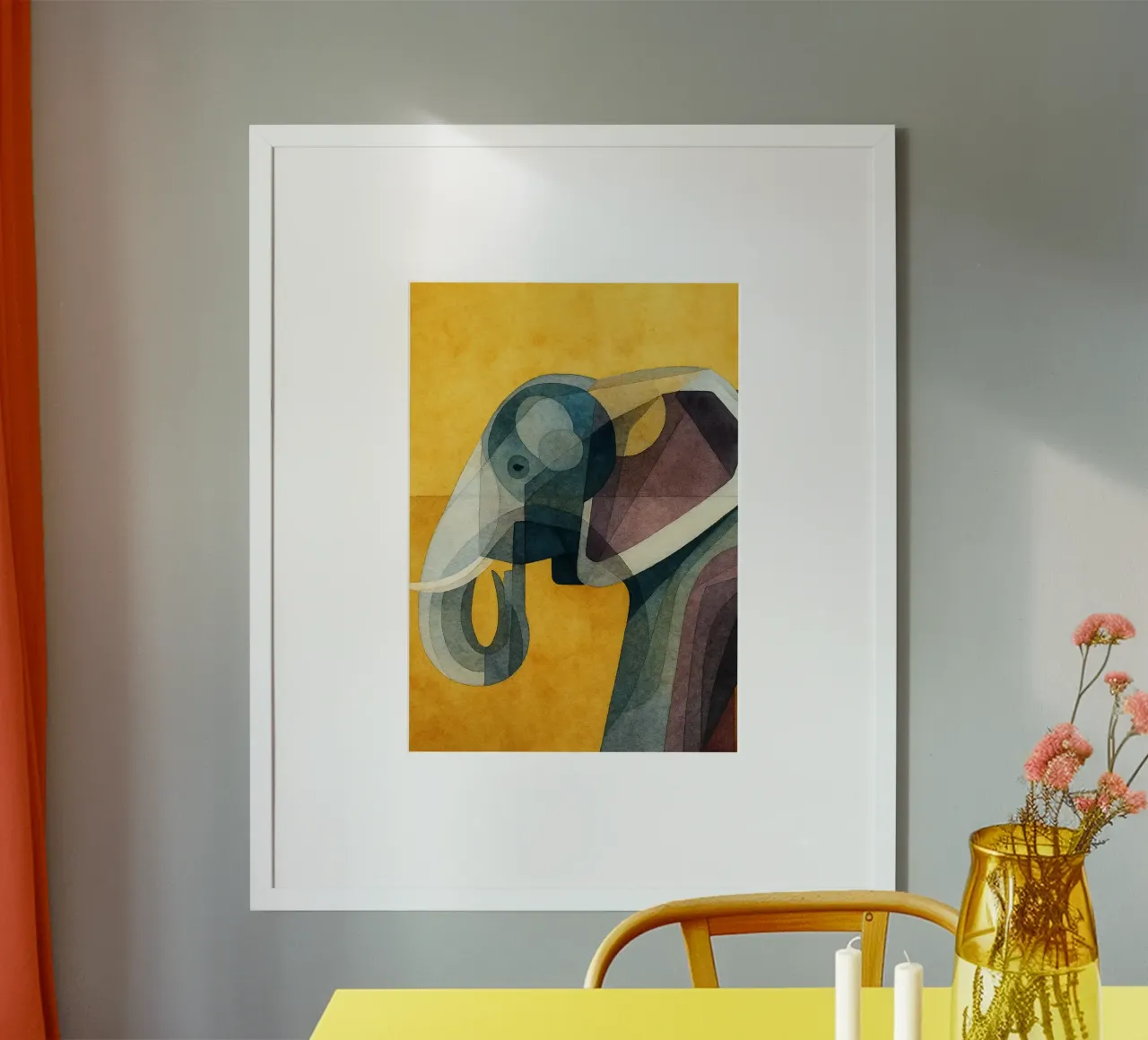 elephant abstract drawing poster by bougenfille