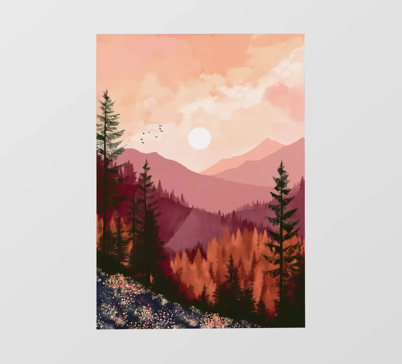 Sunset Over Pine Forest and Mountains in Warm Autumn Colors telo in pvc da Dune