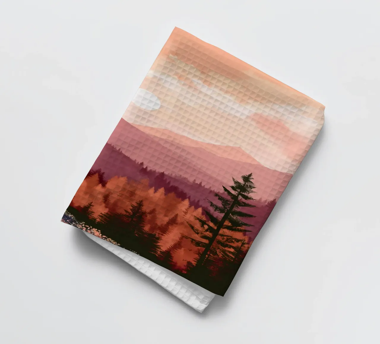 Sunset Over Pine Forest and Mountains in Warm Autumn Colors canovaccio da cucina da Dune