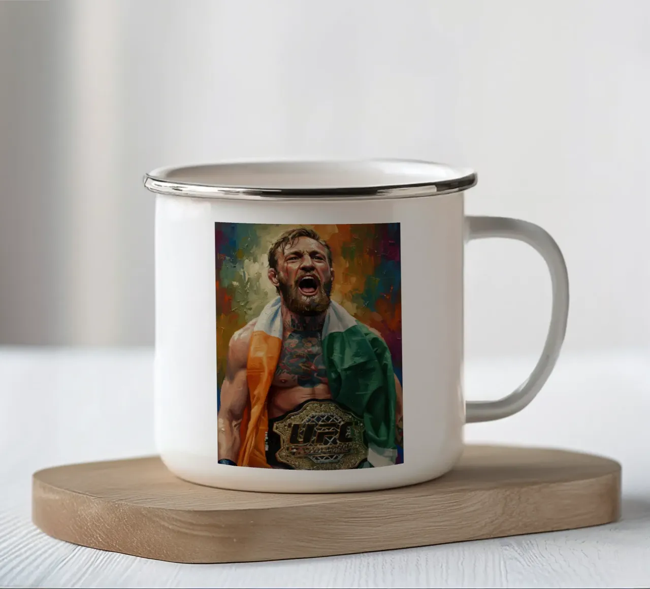 Conor McGregor abstracte kunst emaille mok van Lembayung art