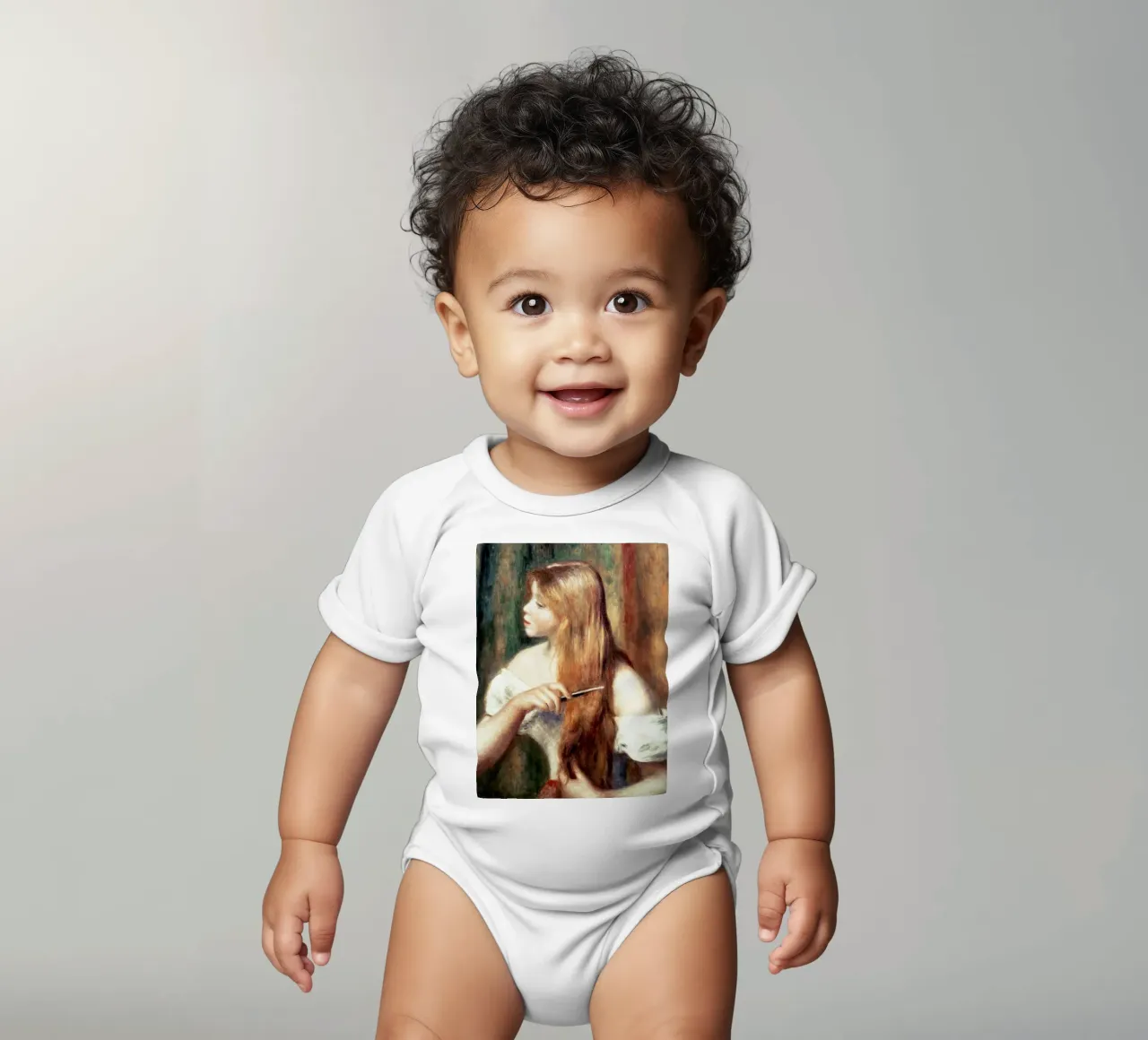 Blondes Mädchen kämmt ihr Haar Kurzarm Babybody von masonday