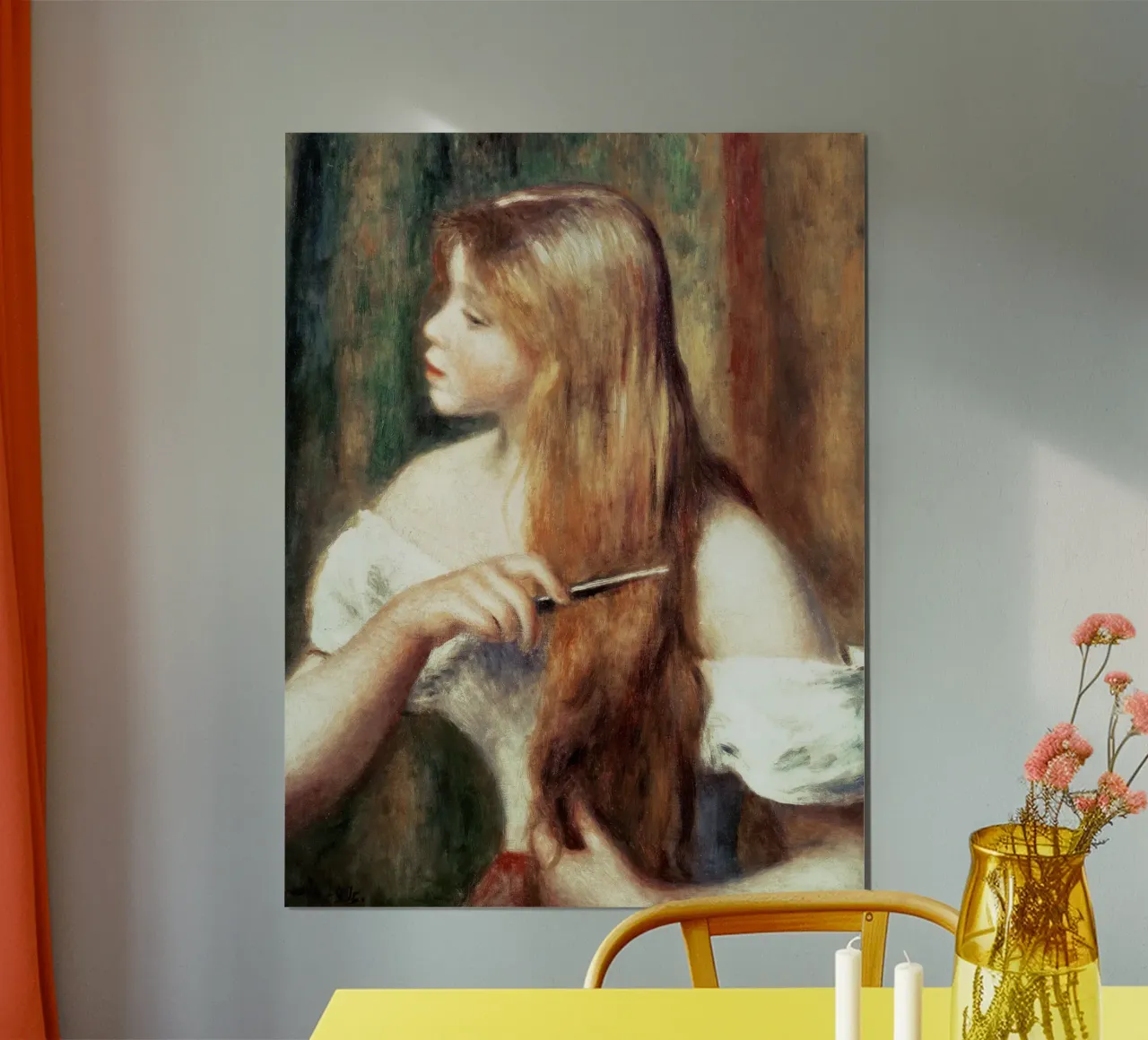 Blondes Mädchen kämmt ihr Haar Hahnemühle von masonday
