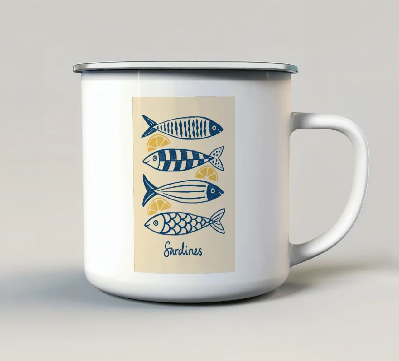 Stampa di sardine tazza in smalto da Alishasteel