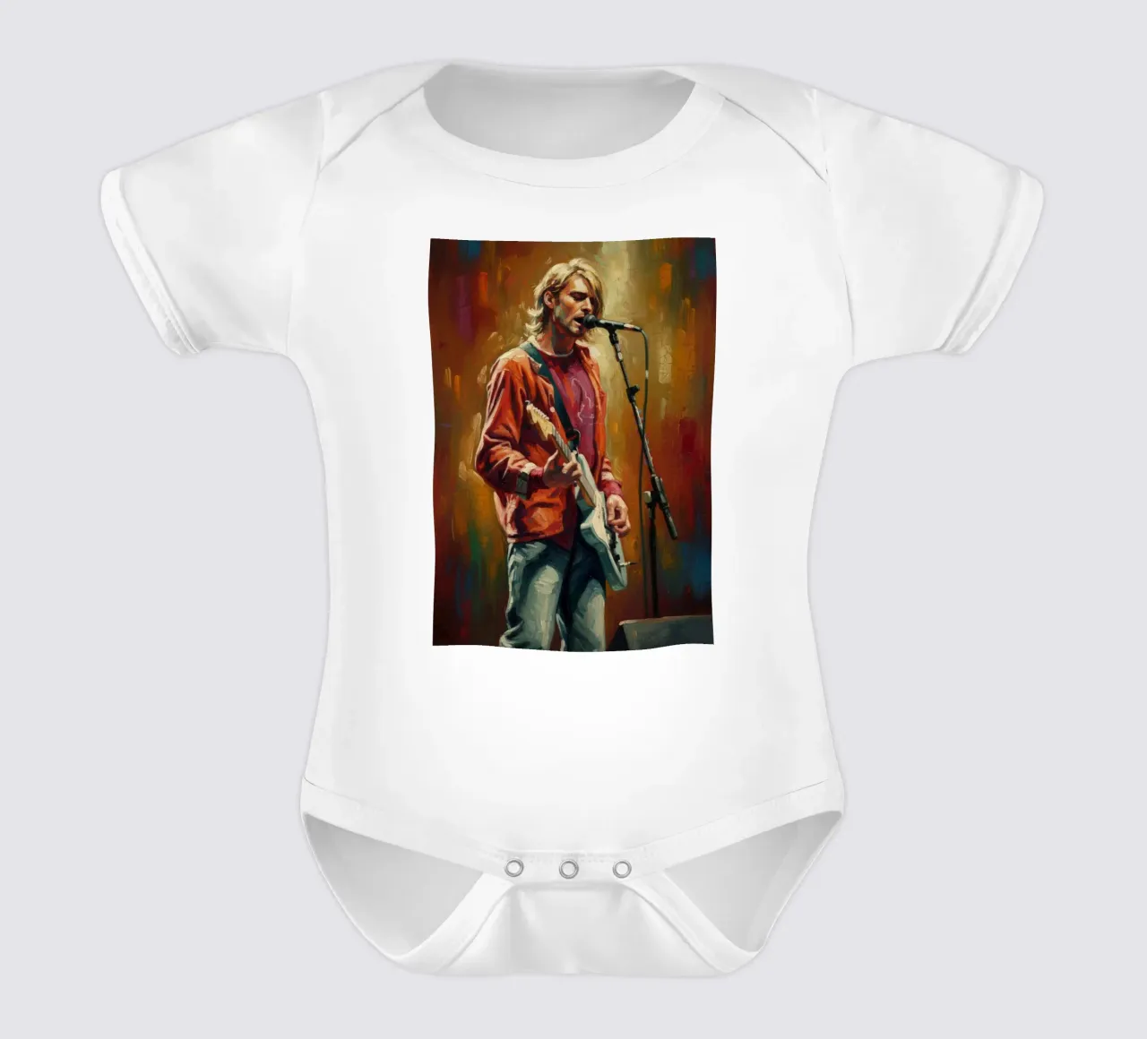 Kurt Cobain abstracte kunst babyrompertje korte mouwen van Lembayung art