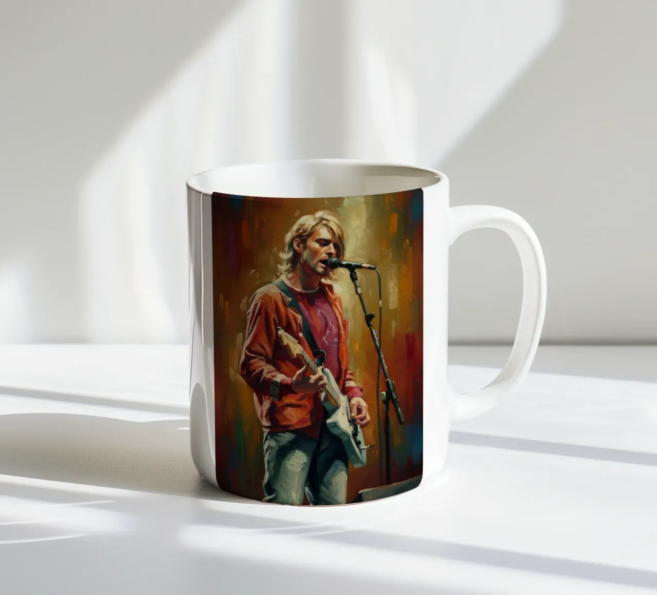 Kurt Cobain abstracte kunst keramische mok van Lembayung art