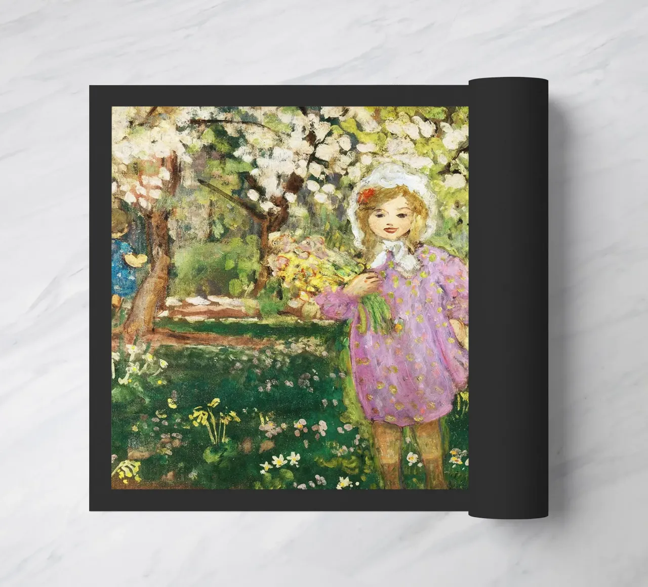 Bambini in un frutteto in fiore zerbino da Joan