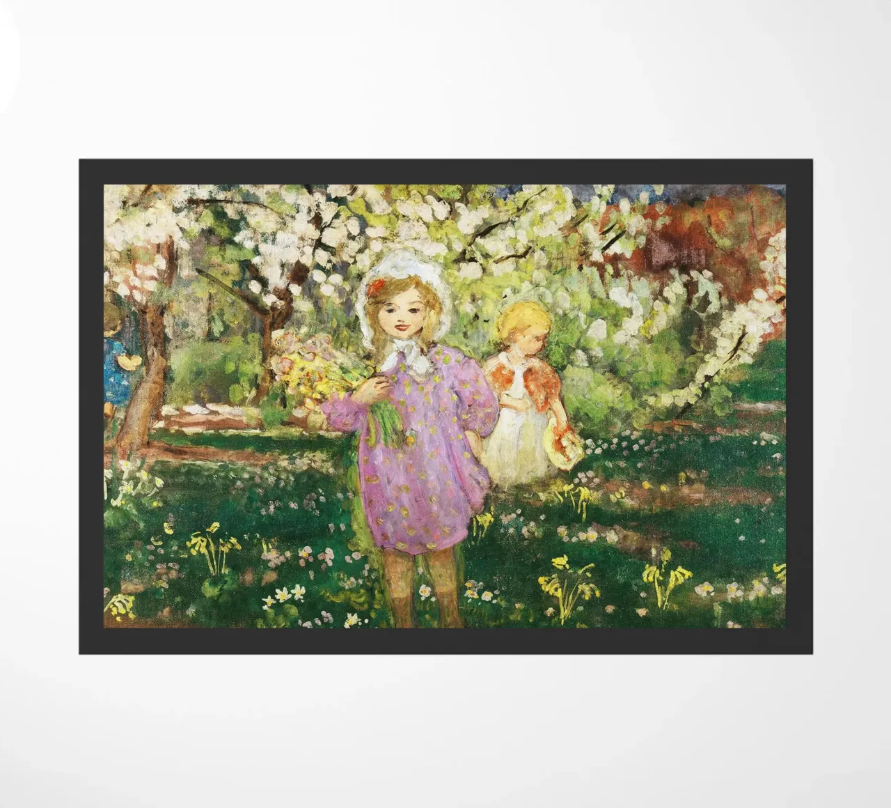Bambini in un frutteto in fiore zerbino da Joan