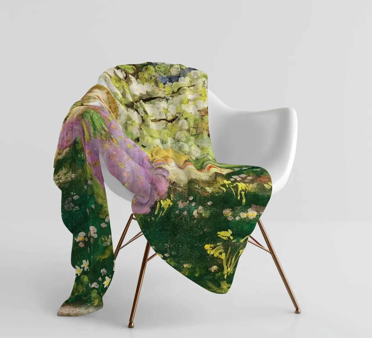 Bambini in un frutteto in fiore coperta in pile da Joan