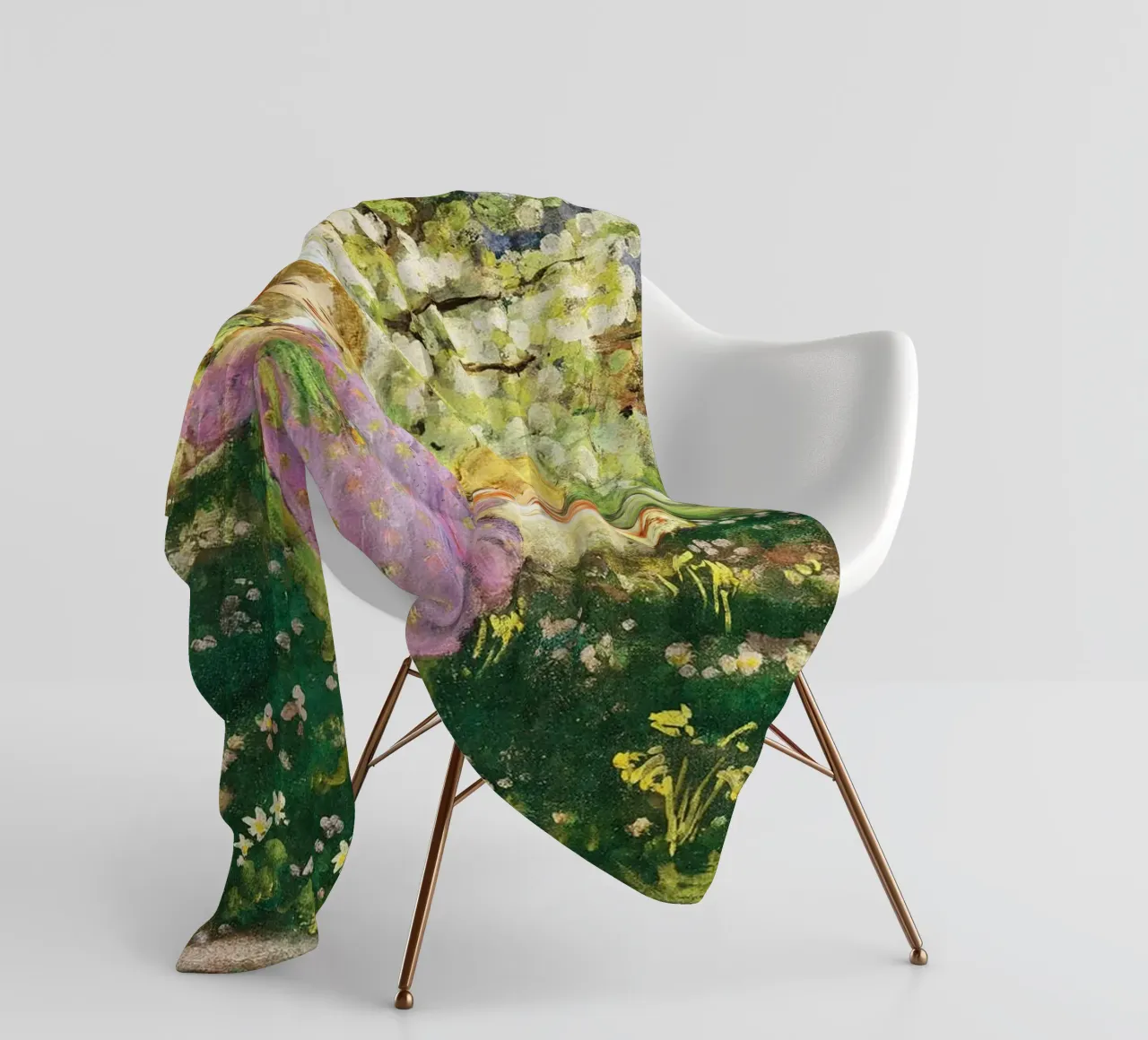 Bambini in un frutteto in fiore coperta in pile da Joan