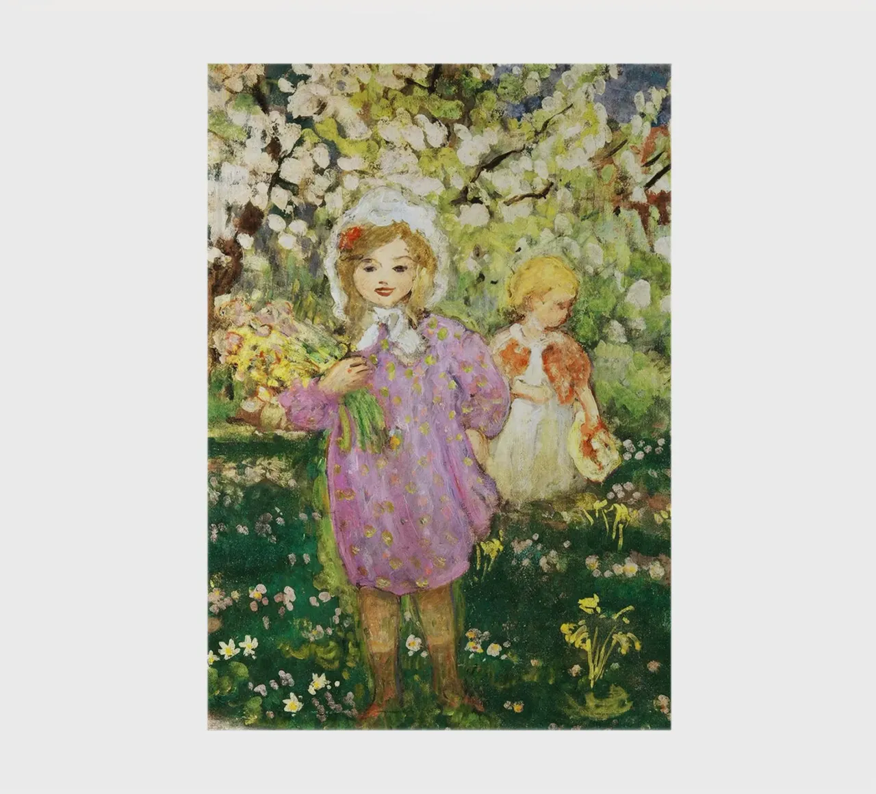 Bambini in un frutteto in fiore diario da Joan