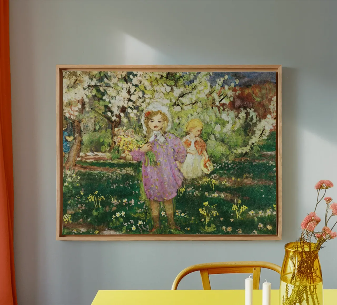 Bambini in un frutteto in fiore tela da Joan