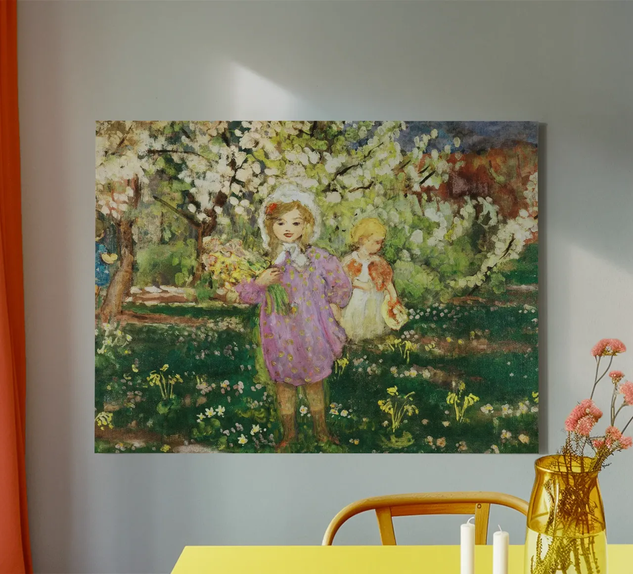 Bambini in un frutteto in fiore tela da Joan