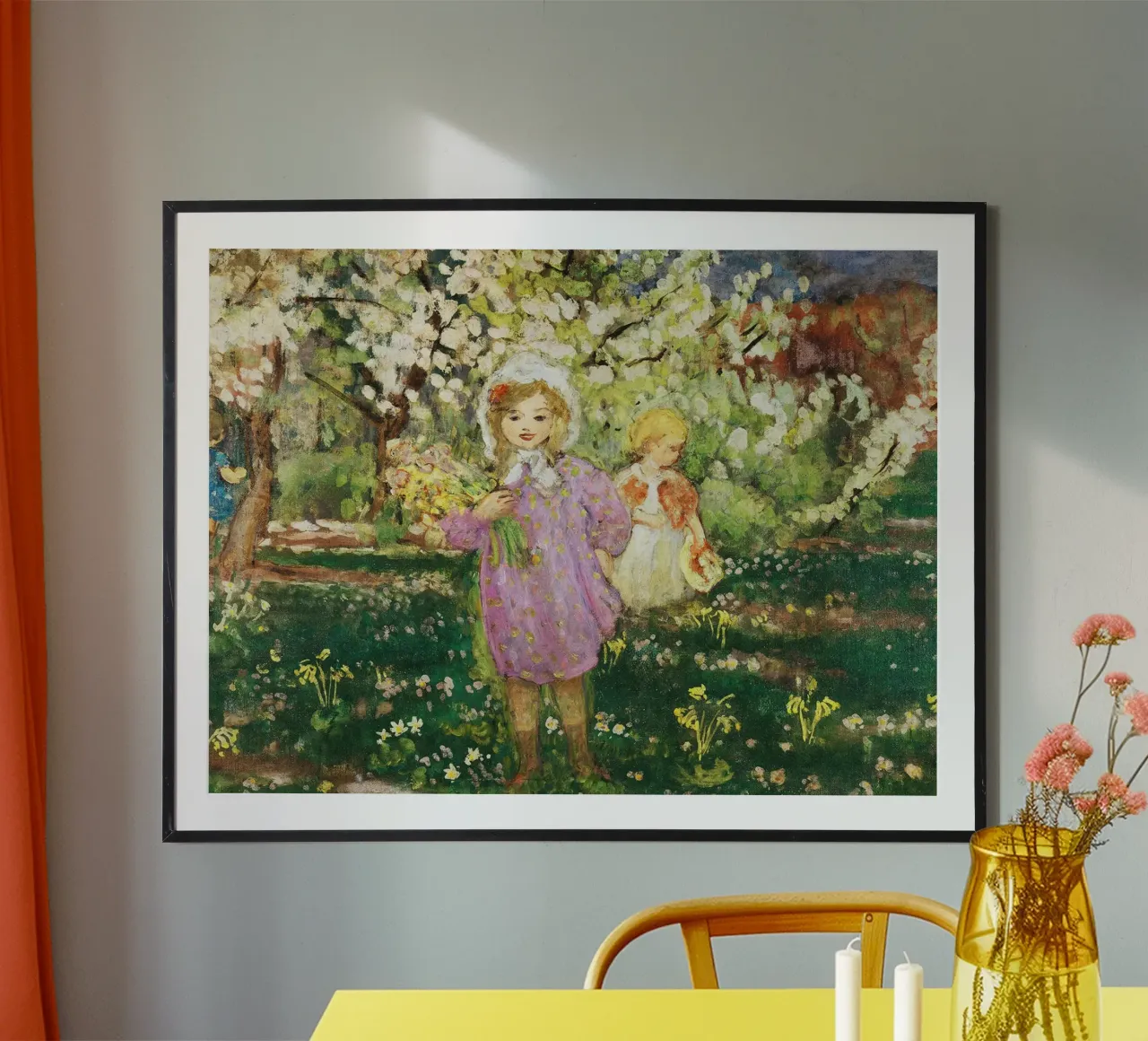 Bambini in un frutteto in fiore carta hahnemühle da Joan