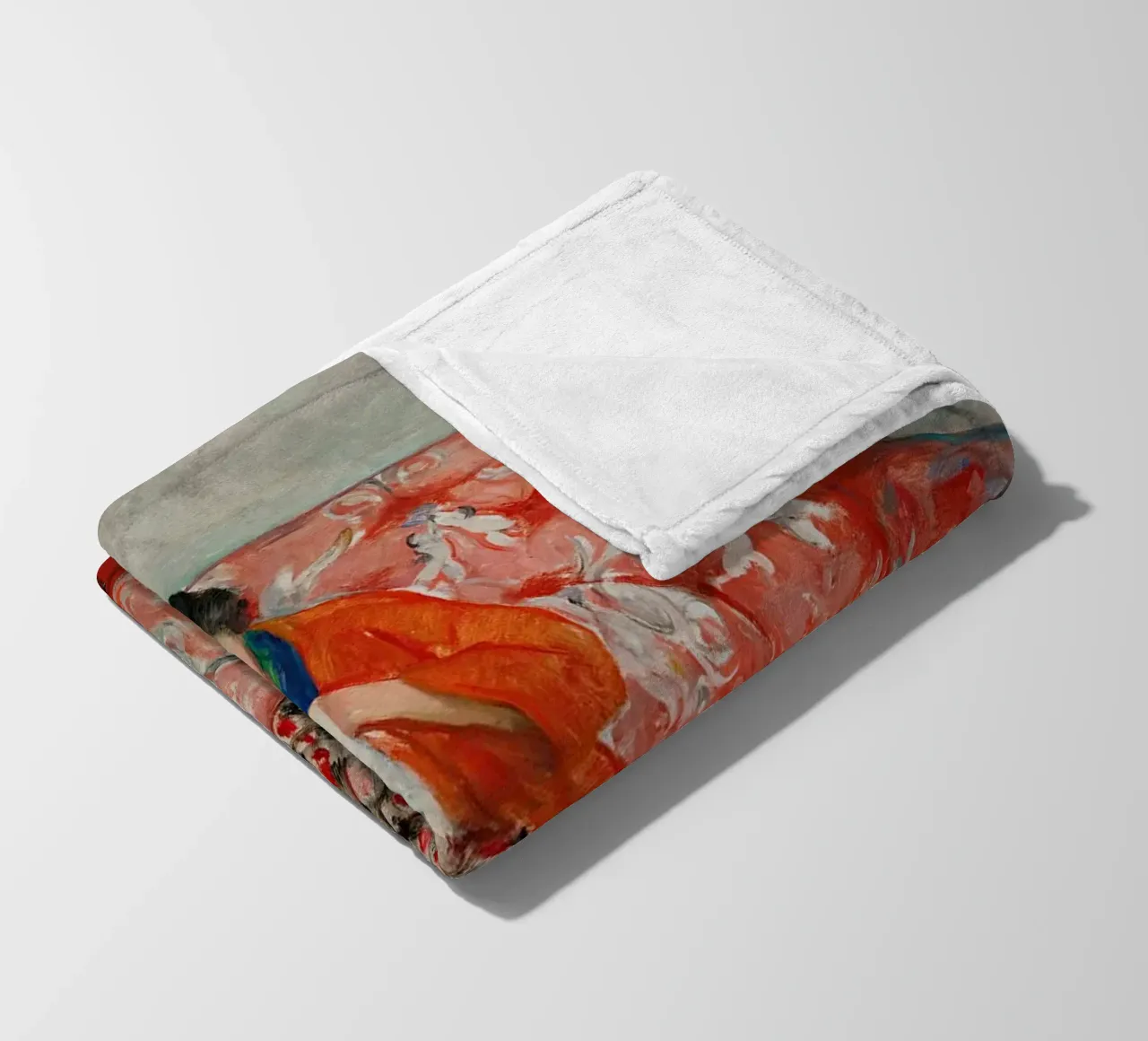 Giovane ragazza che cuce su un divano di Henri Lebasque coperta in pile da Joan