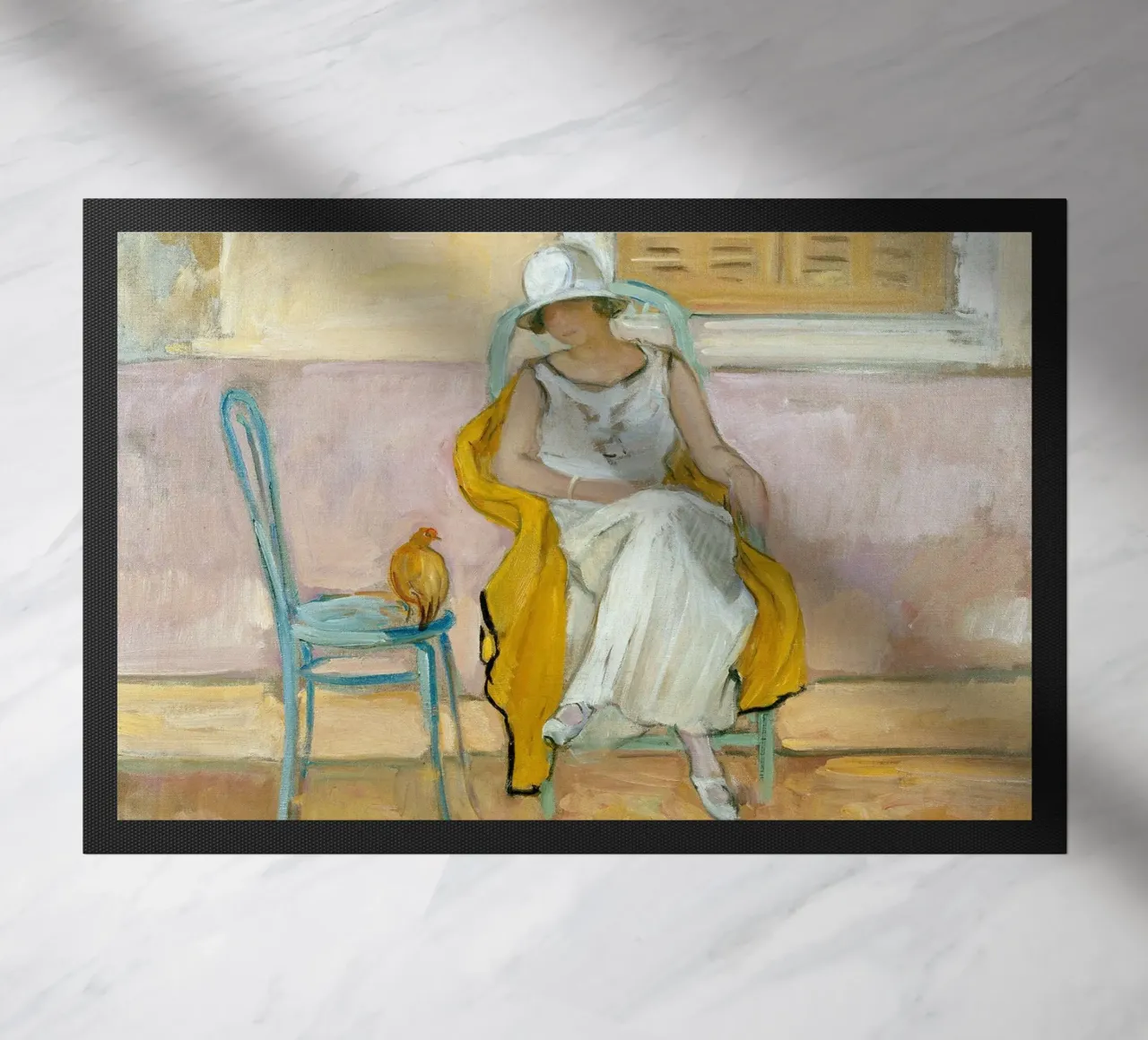 Donna in abito bianco zerbino da Joan