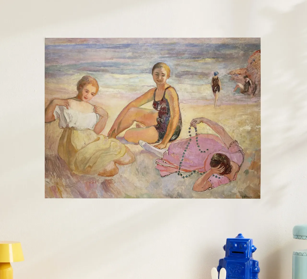 Tre donne sulla spiaggia carta hahnemühle da Joan