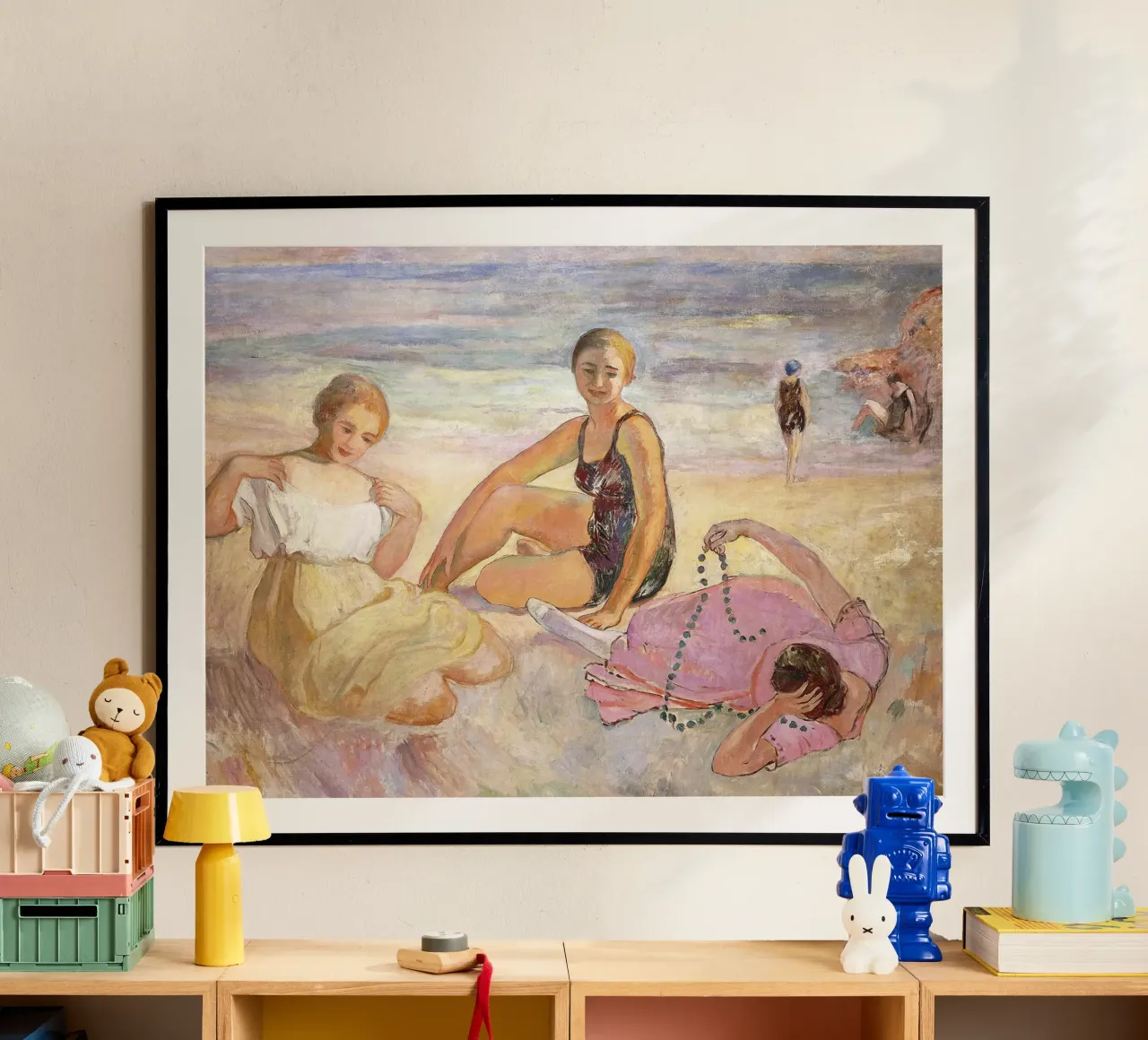 Tre donne sulla spiaggia carta hahnemühle da Joan