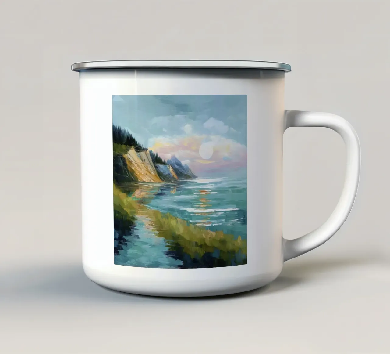 Coastal Sunset Wall Art - Ocean Cliff Seascape Print tazza in smalto da Dune