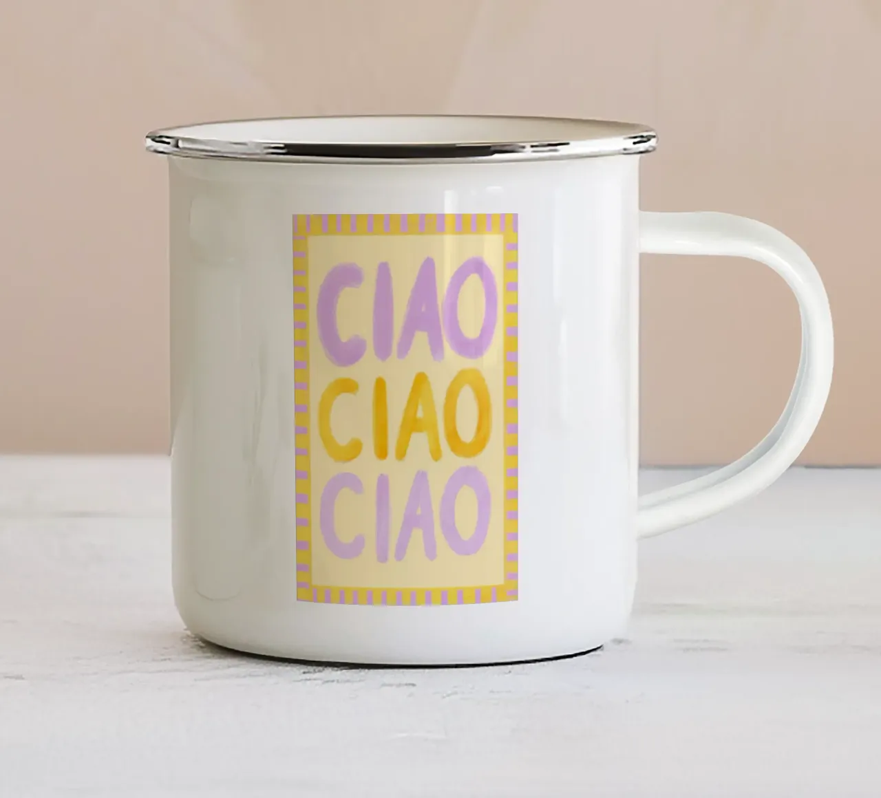 Ciao Ciao emaille mok van Studio Dolci