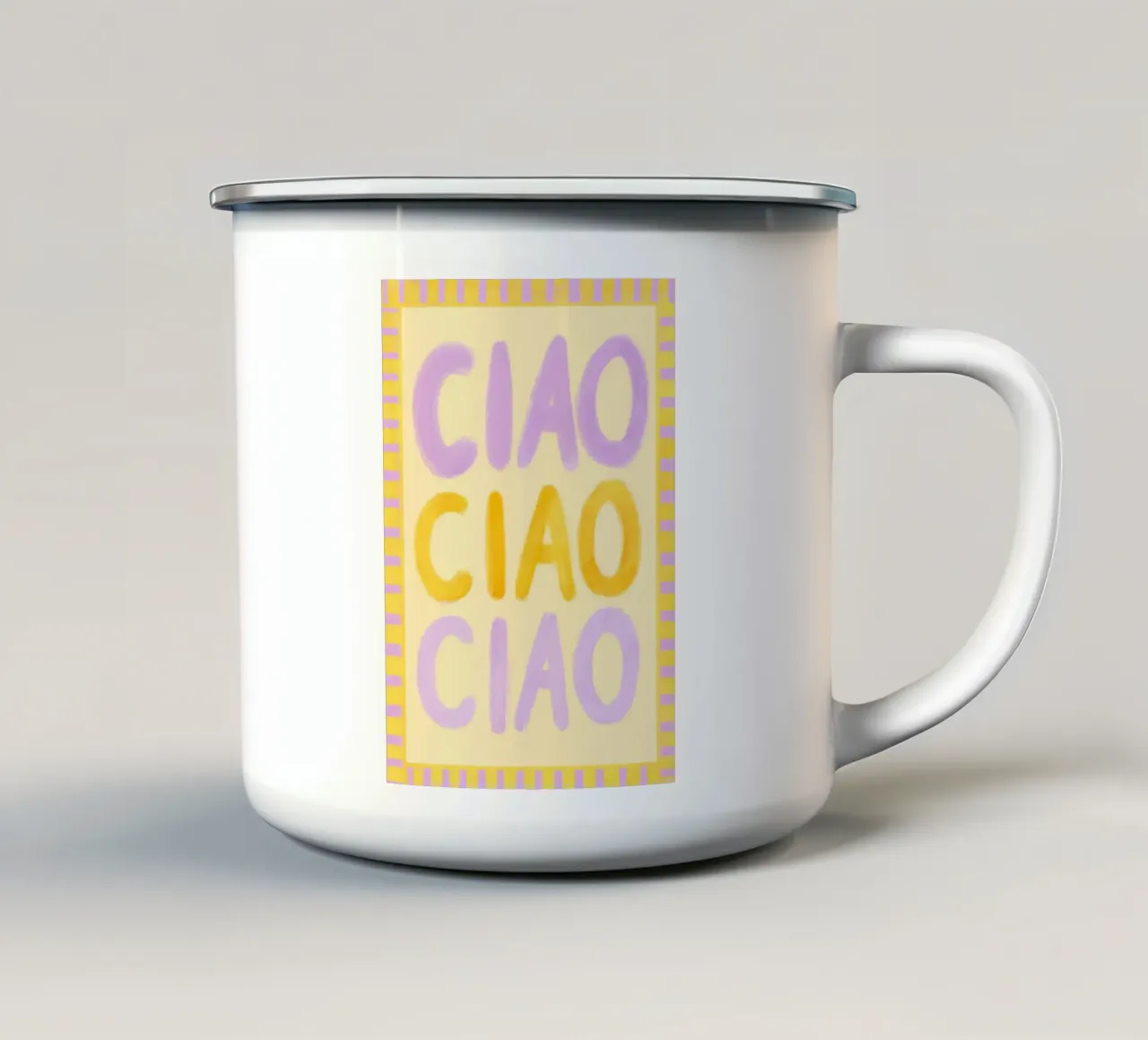 Ciao Ciao emaille mok van Studio Dolci