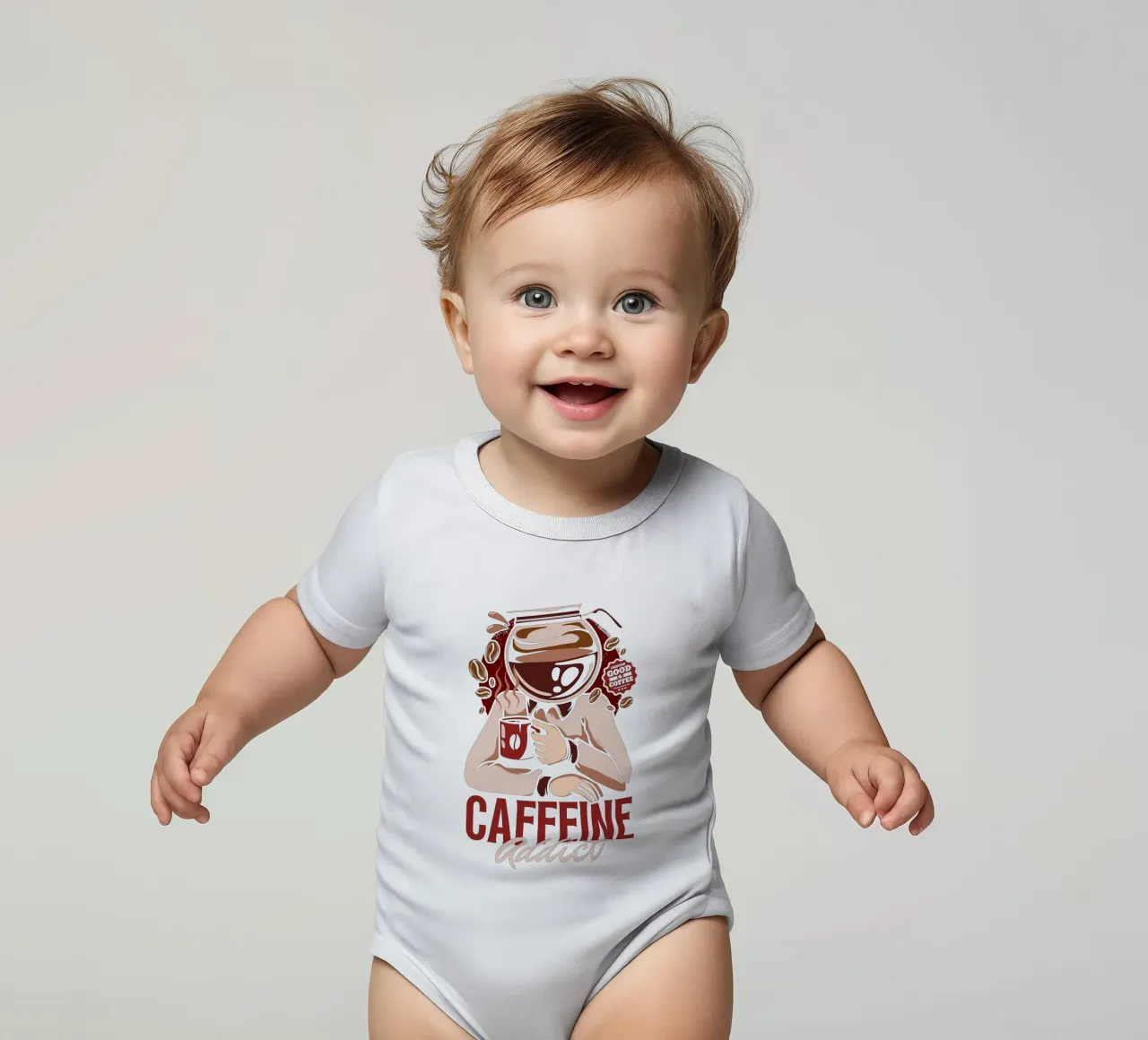 Caffeine Addict Kurzarm Babybody von LM2KONE