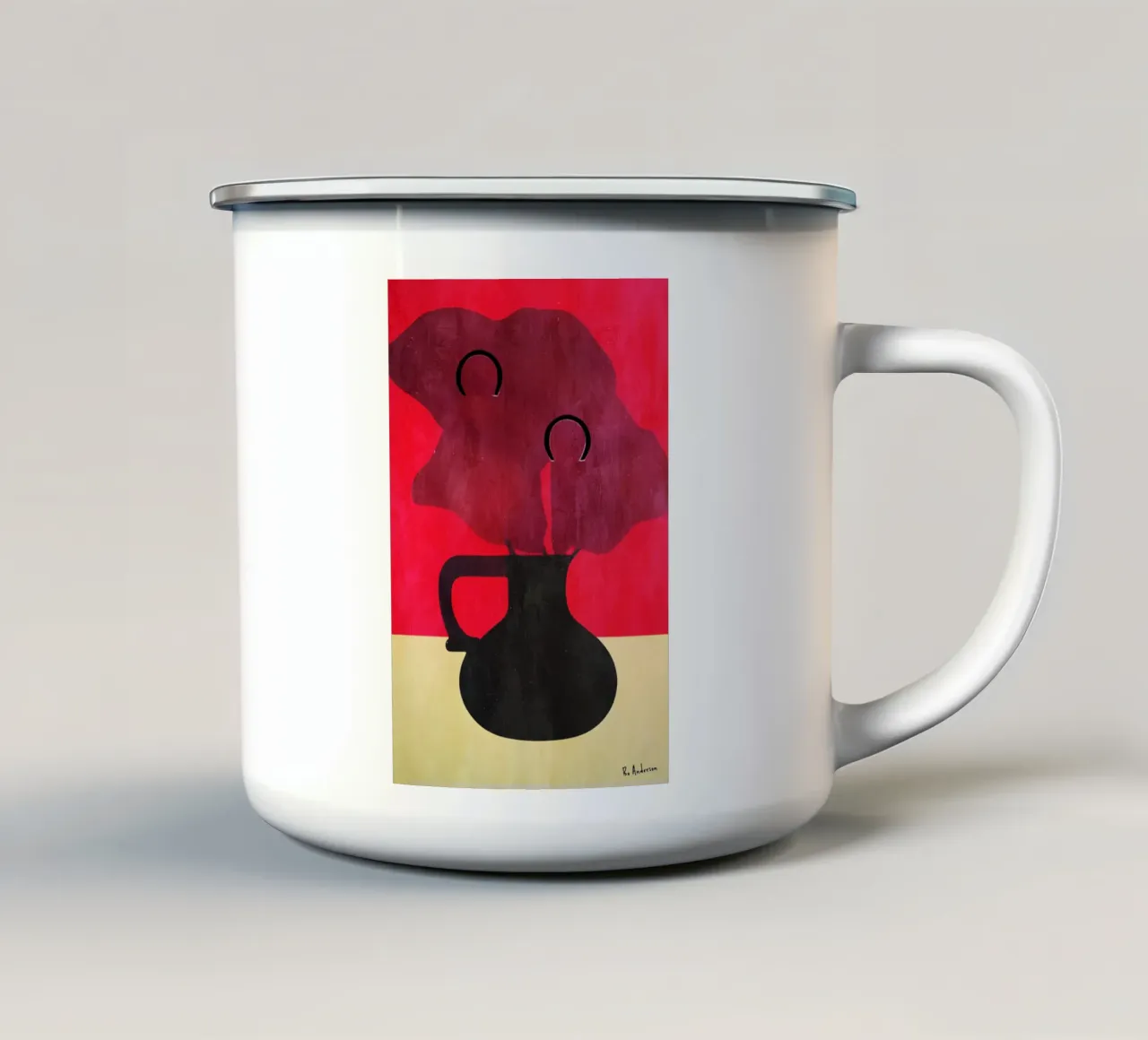 Red Blossoms tazza in smalto da Bo Anderson