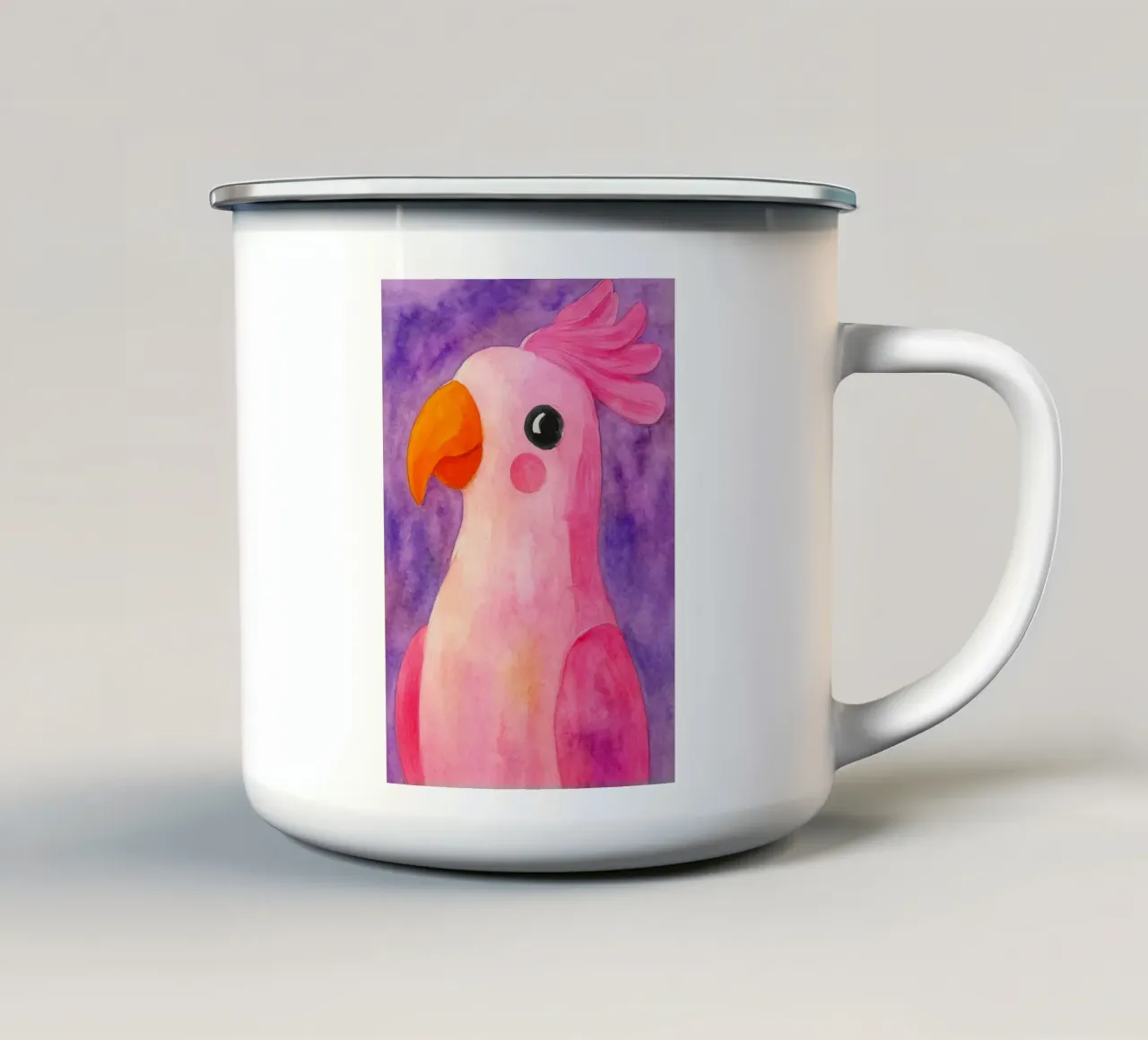 pappagallo disegno astratto tazza in smalto da bougenfille