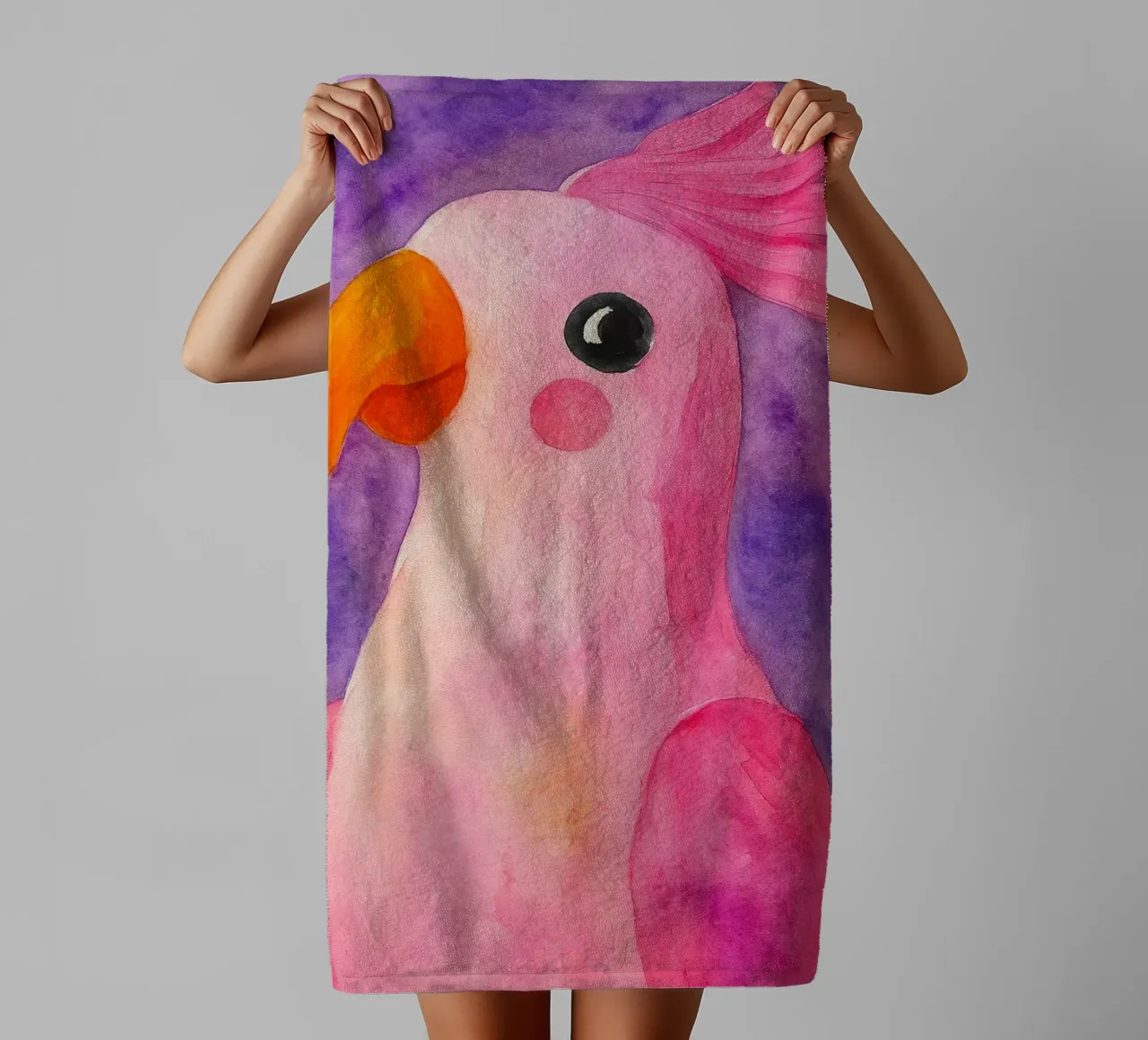 parrot abstract drawing towel by bougenfille