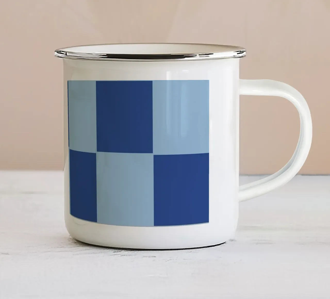 Blue bold eclectic checks tazza in smalto da TijanaArtStudio88
