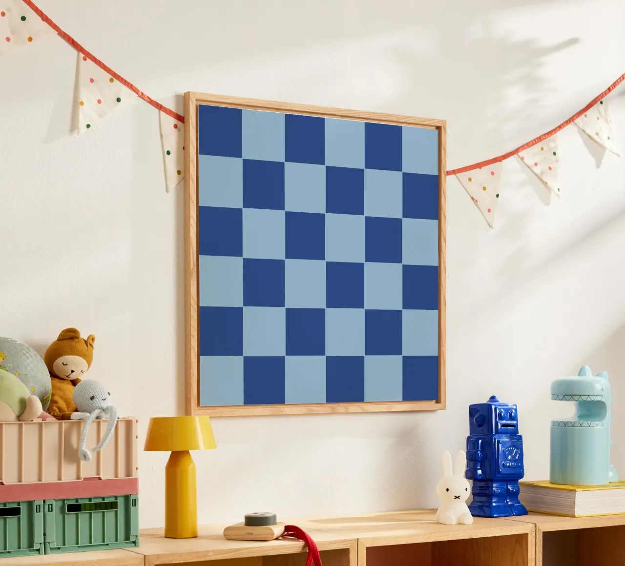 Blue bold eclectic checks plexiglass da TijanaArtStudio88