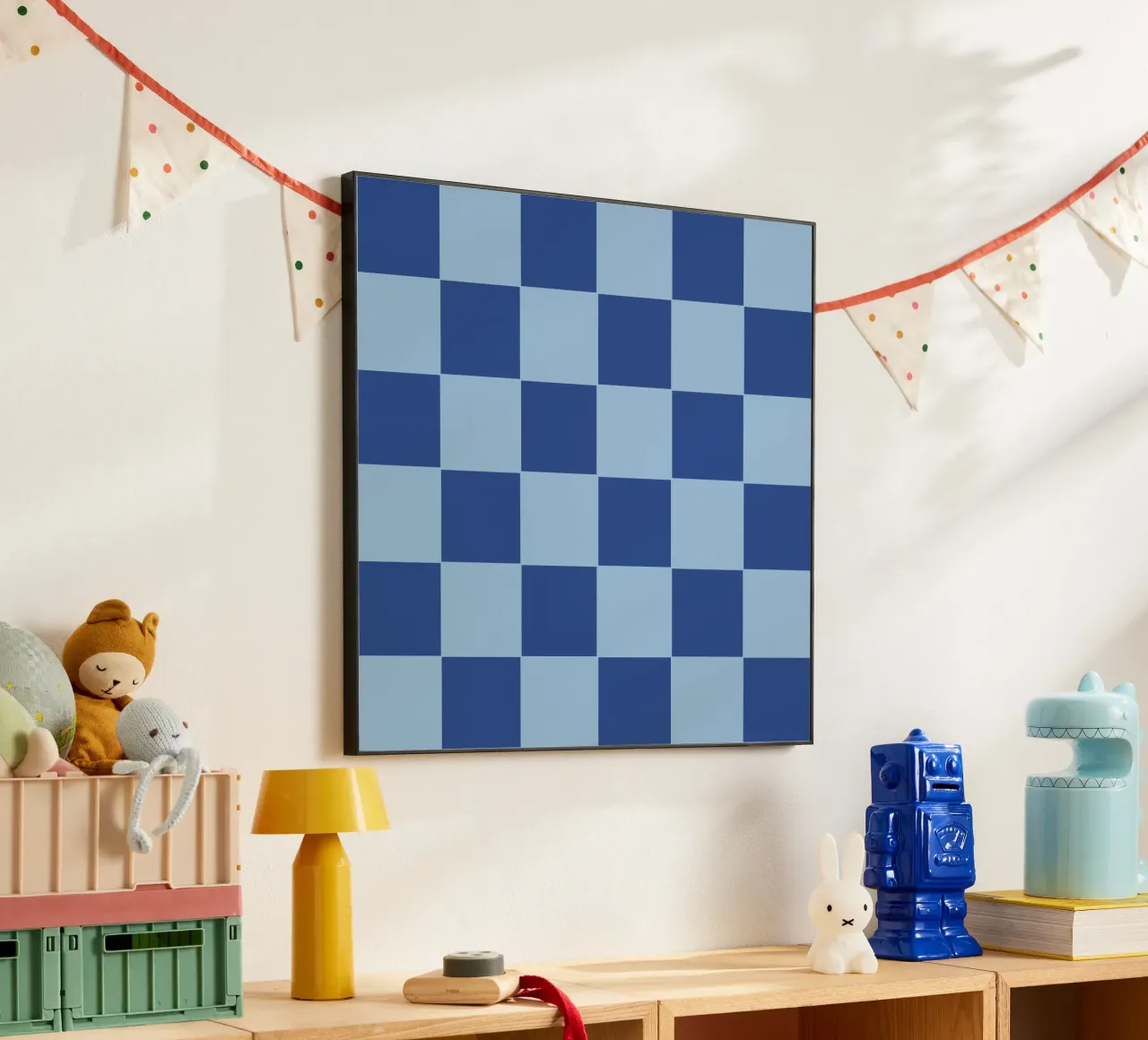 Blue bold eclectic checks alluminio dibond da TijanaArtStudio88
