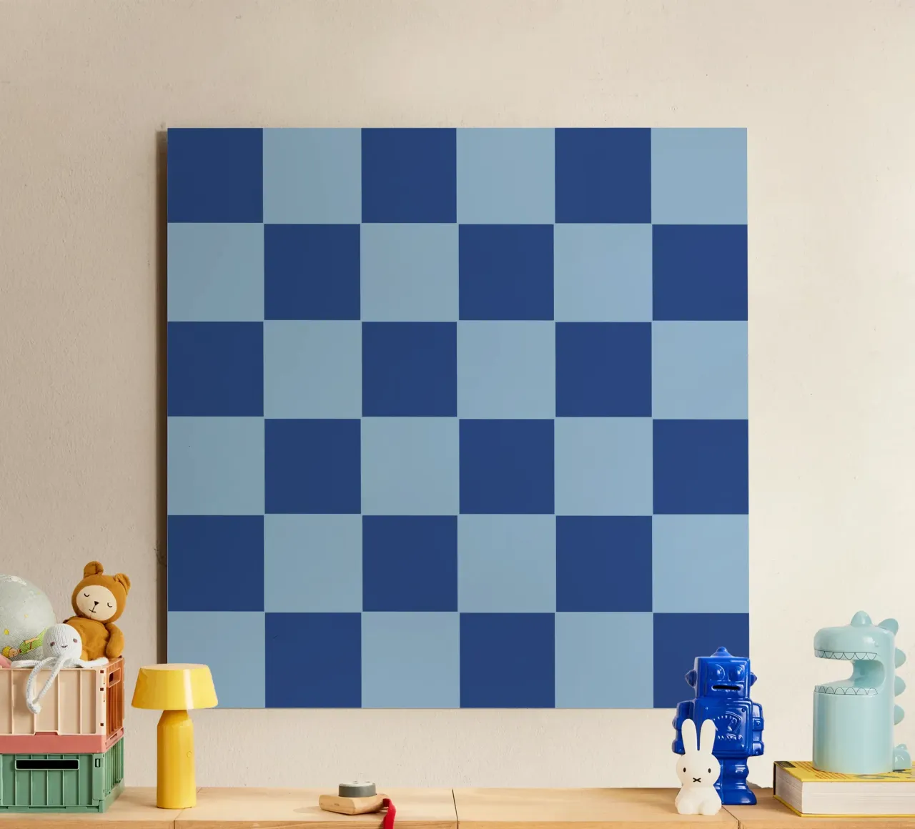 Blue bold eclectic checks alluminio dibond da TijanaArtStudio88