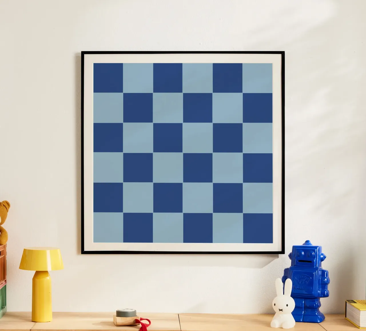 Blue bold eclectic checks carta hahnemühle da TijanaArtStudio88