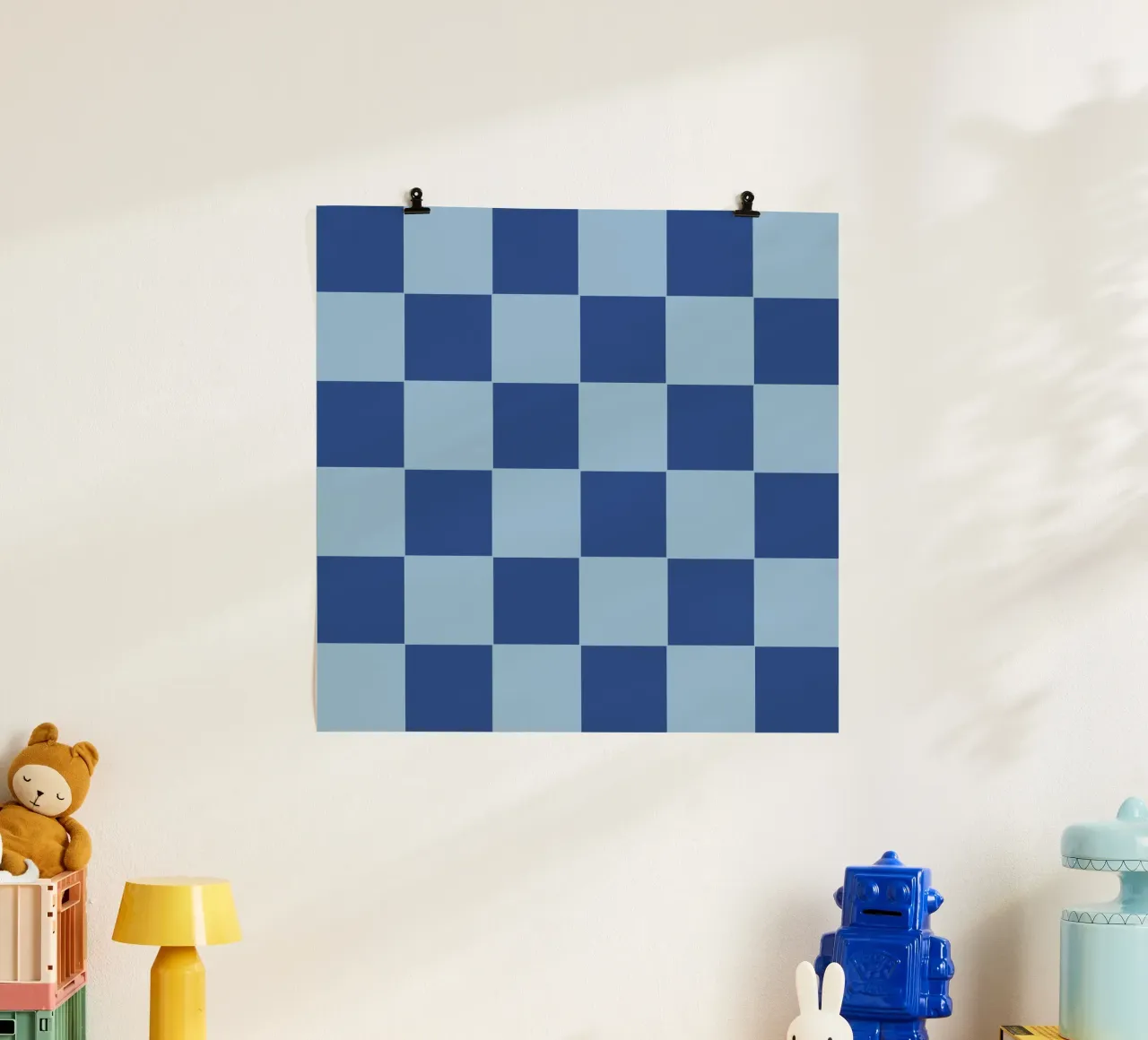 Blue bold eclectic checks carta hahnemühle da TijanaArtStudio88
