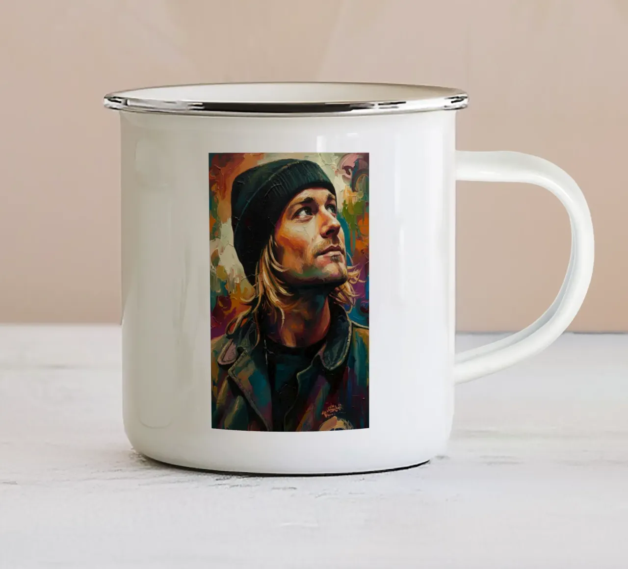 Kurt Cobain pittura astratta tazza in smalto da Lembayung art