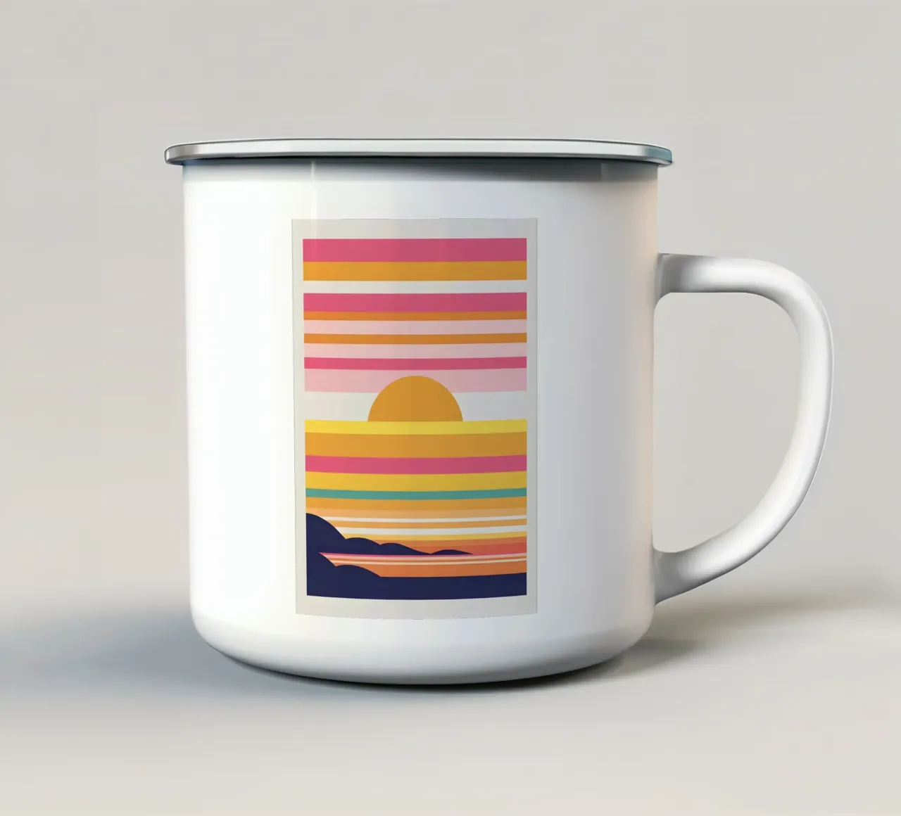 Bande di colore del tramonto tazza in smalto da LIFESTYLE OBJECTS