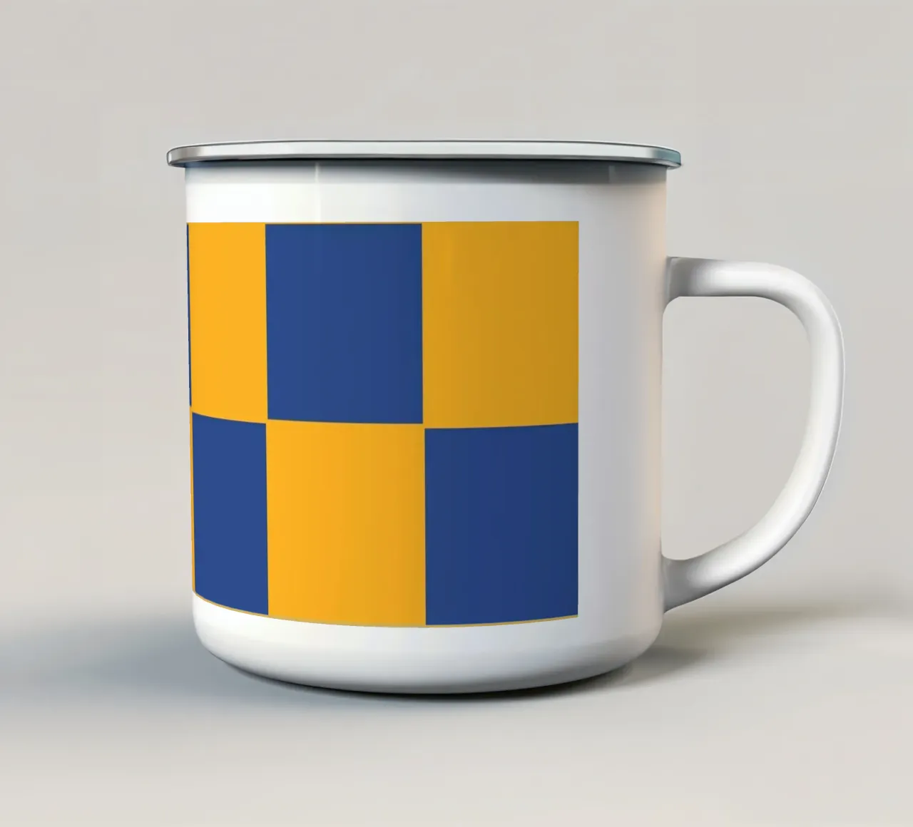 Yellow Blue Bold Eclectic Checks tazza in smalto da TijanaArtStudio88